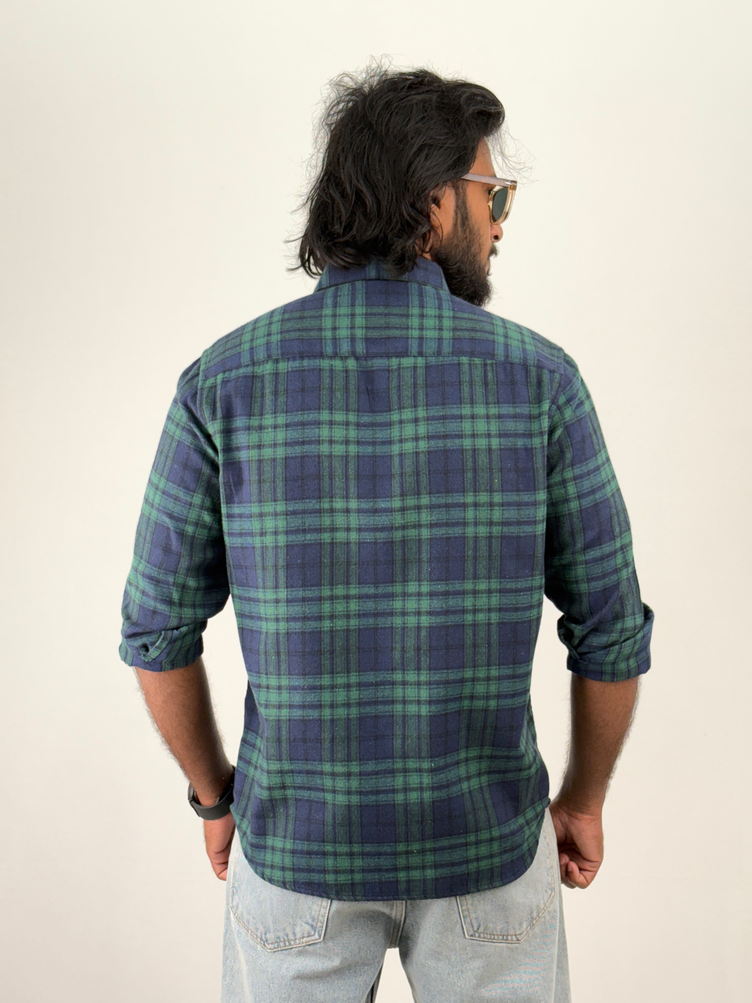 Navy Green Flannel Shirt