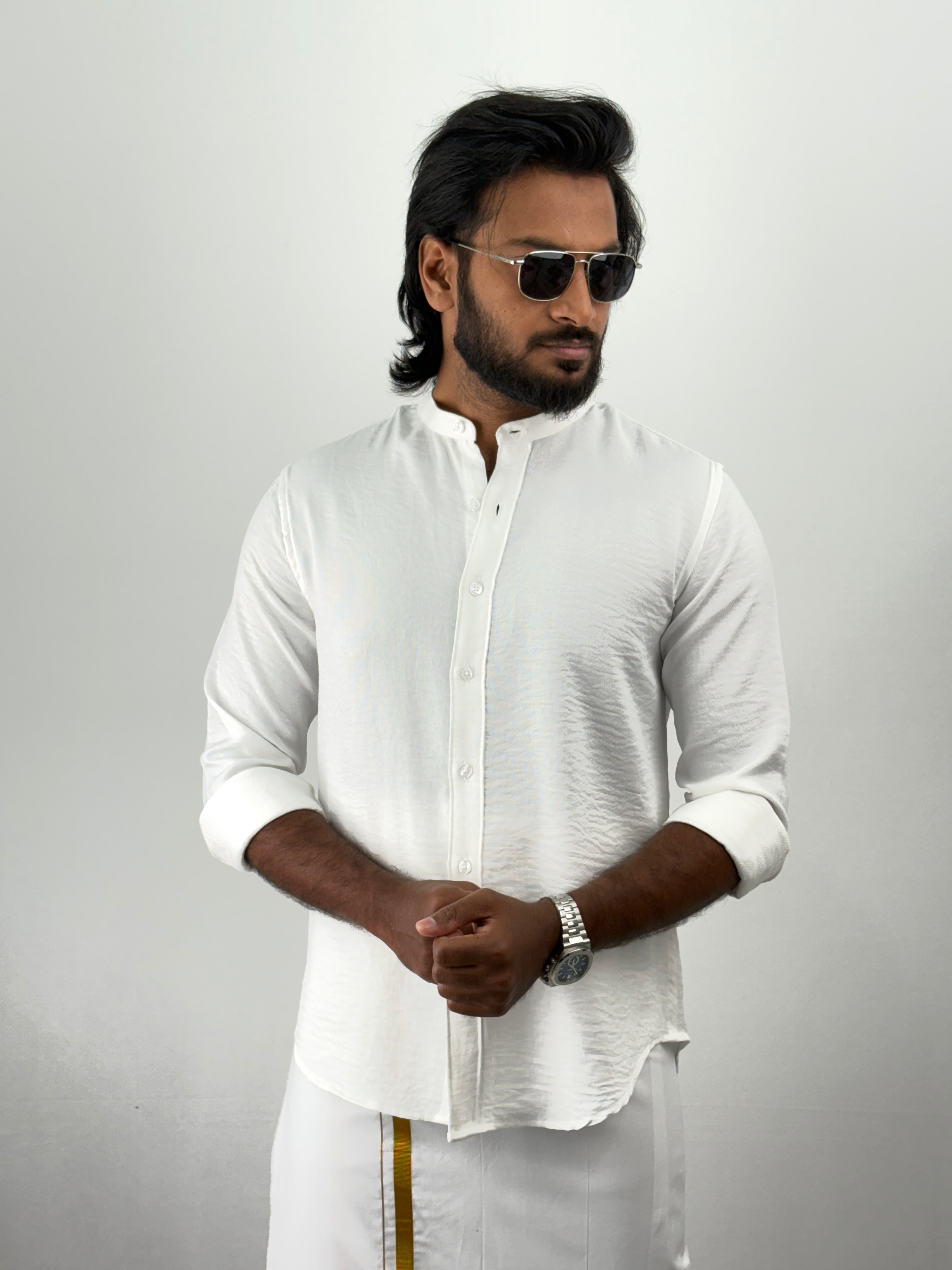 White IMP Mandarin Collar Shirt
