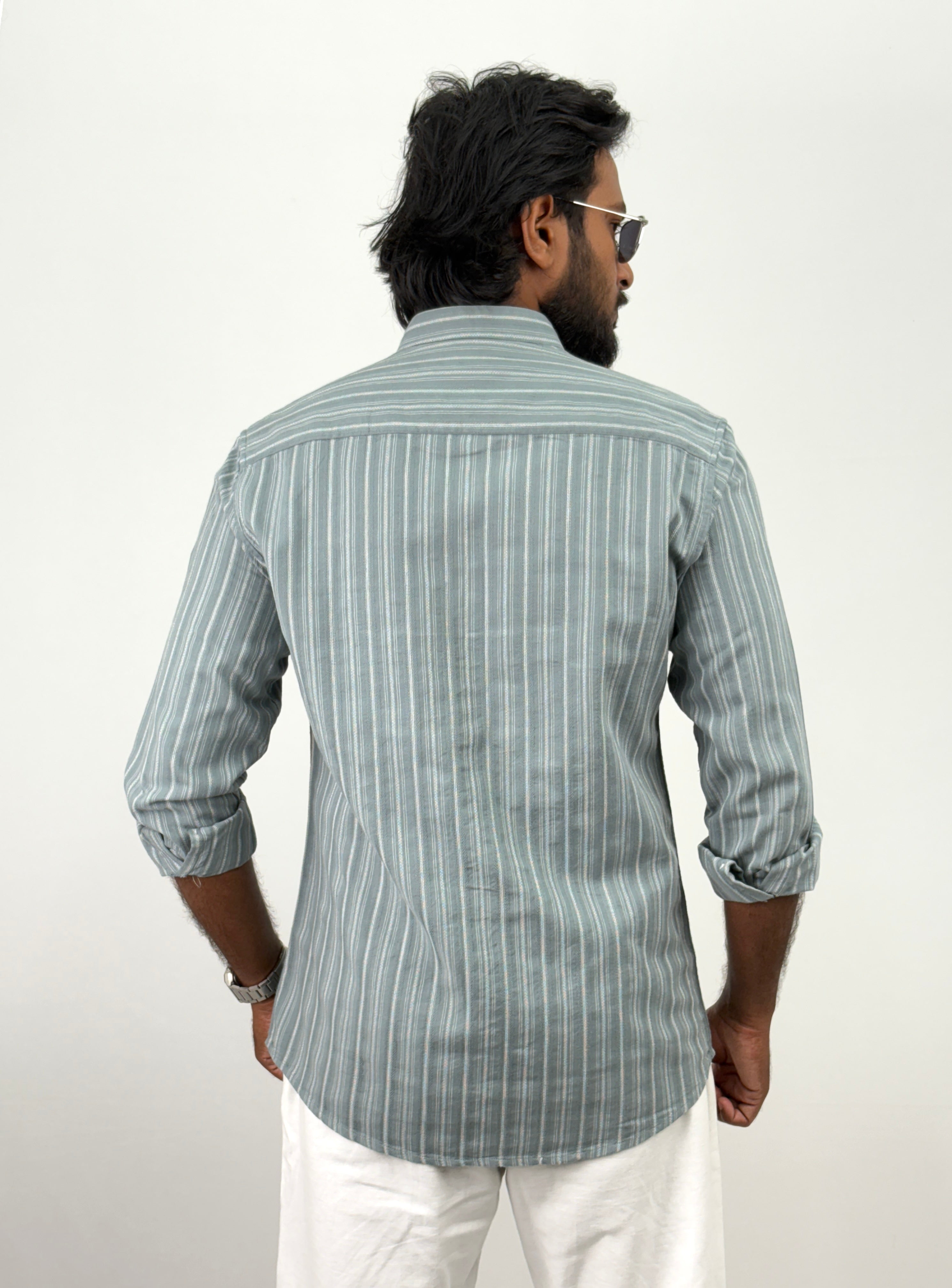 Light Green Mandarin Collar Shirt