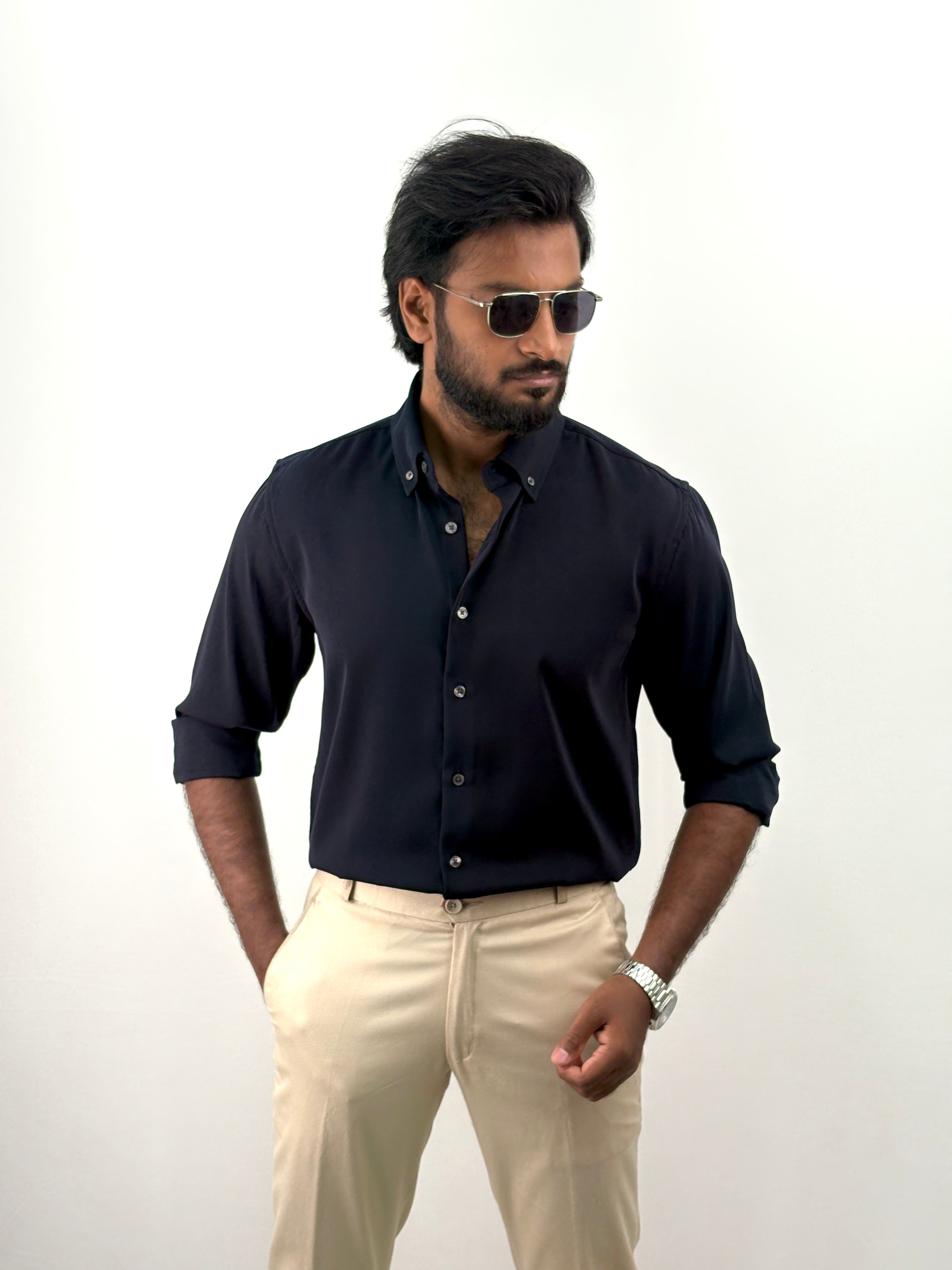 Navy Luxury Plain Shirt