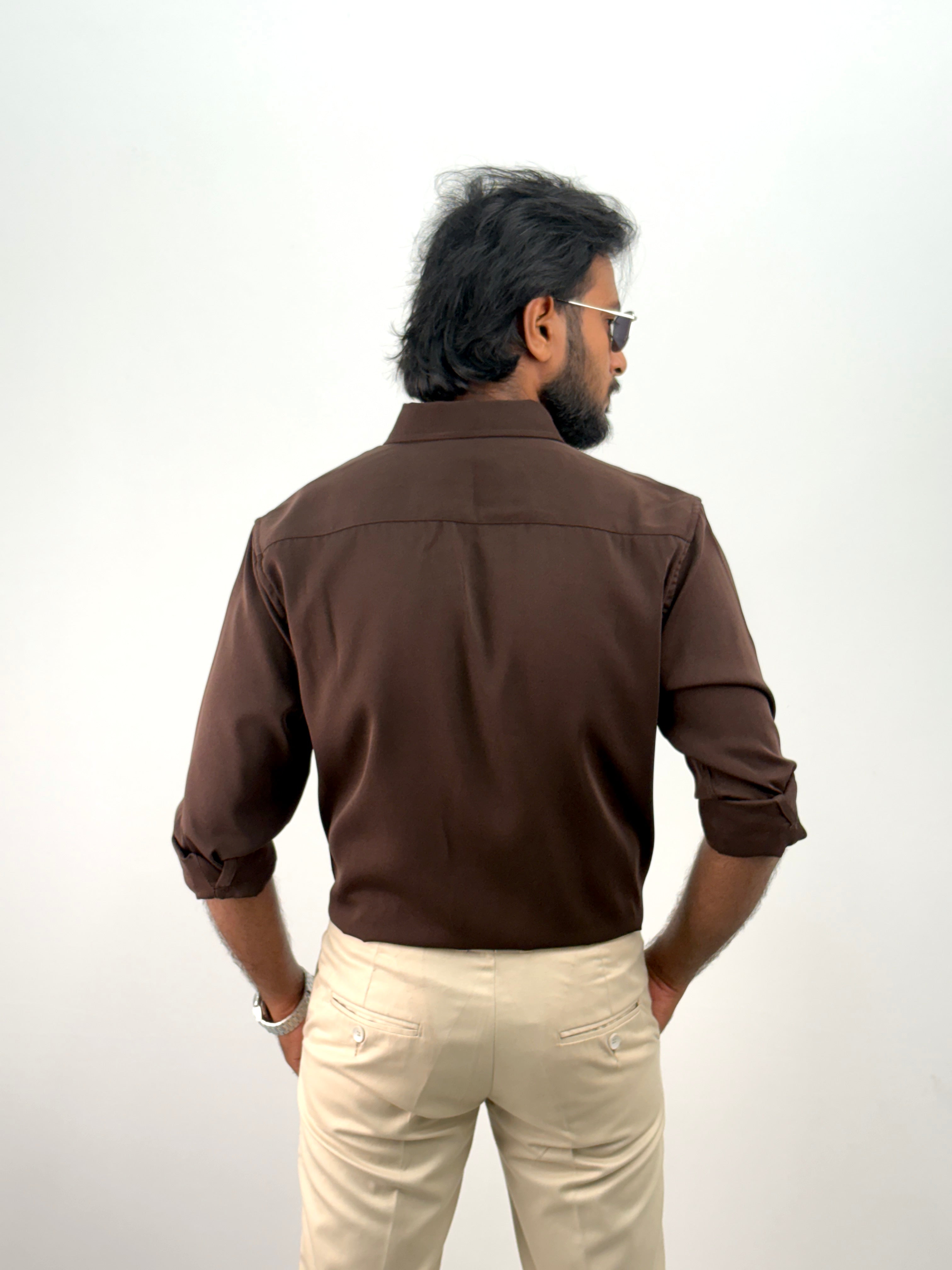 Brown Luxury Plain Shirt