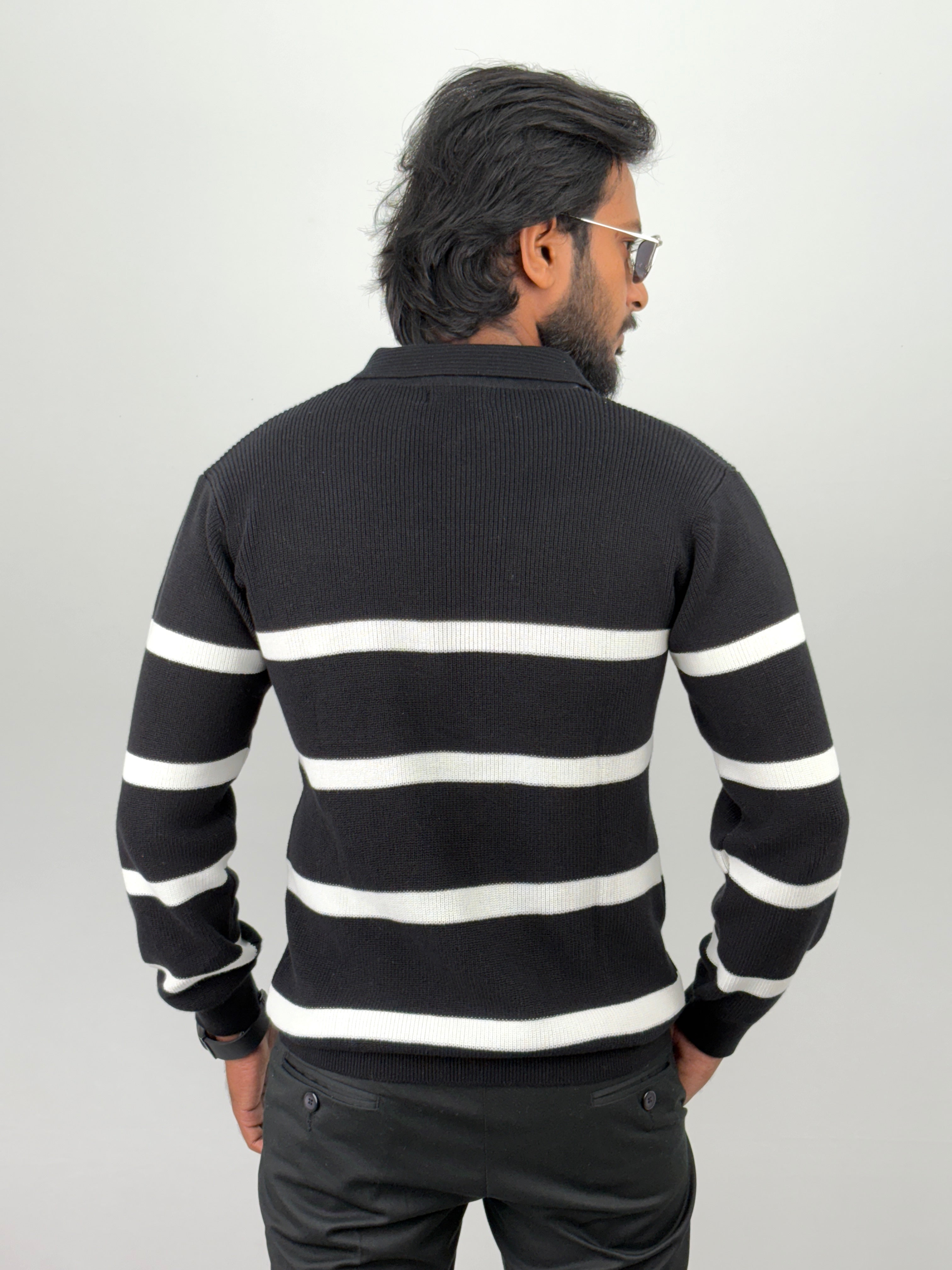Black Full Sleeve Zipper T-Shirt