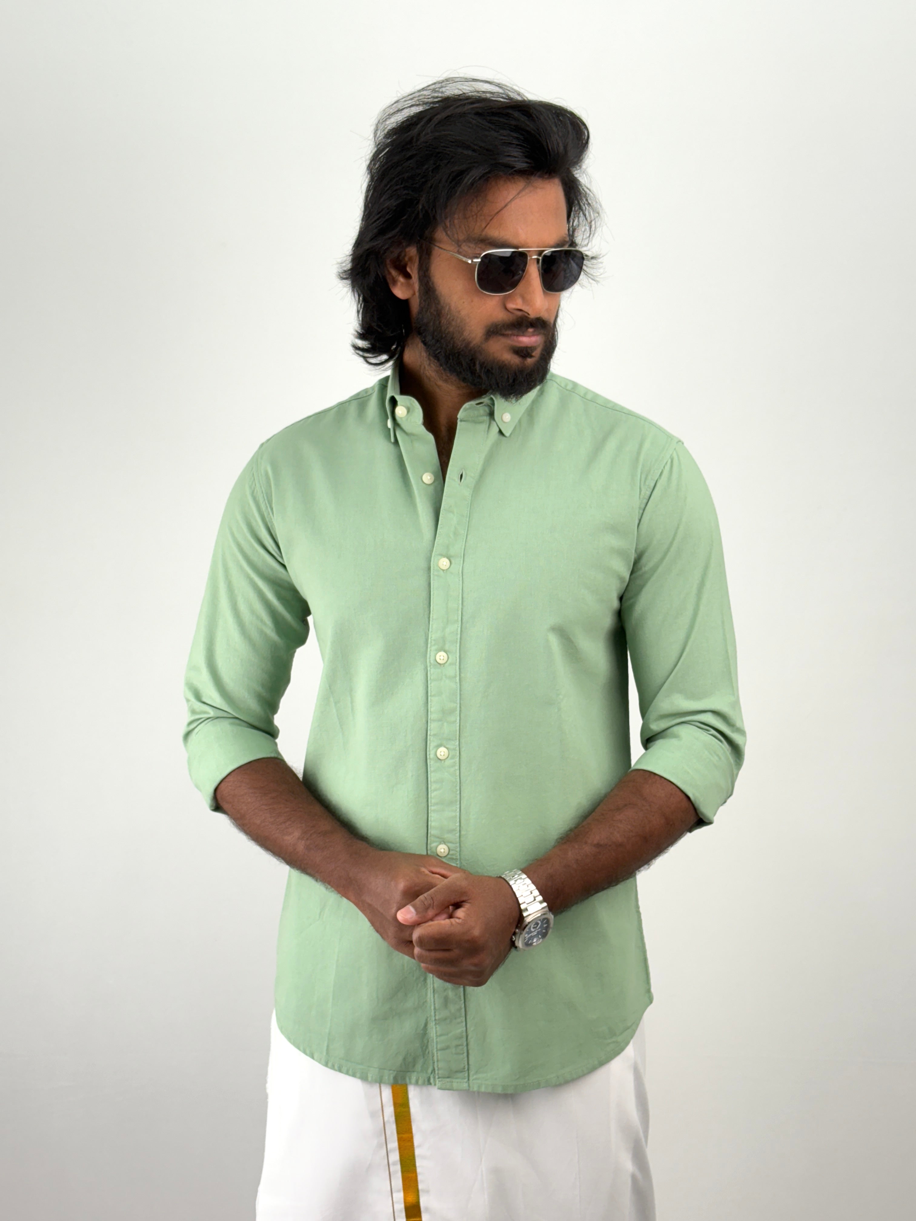 Slate Green Linen Shirt 1