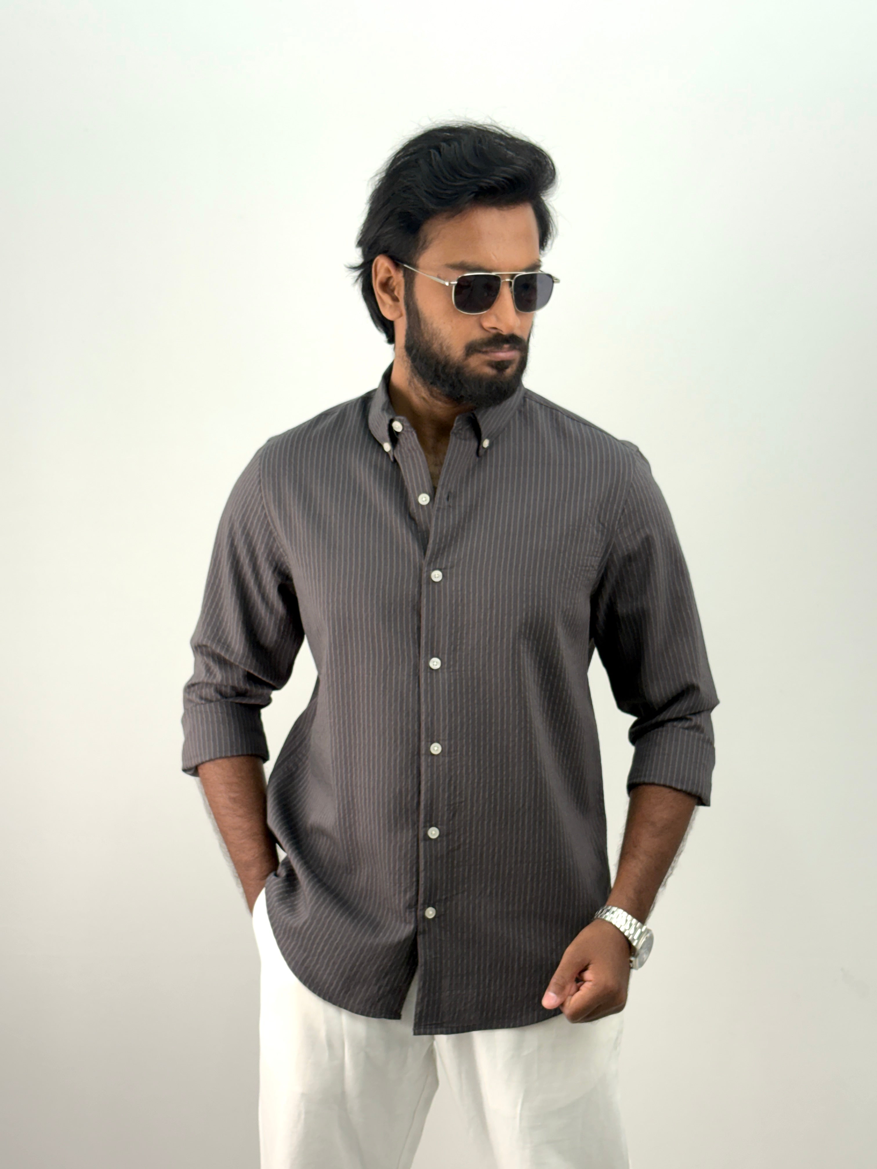 Grey IMP Stripe Shirt
