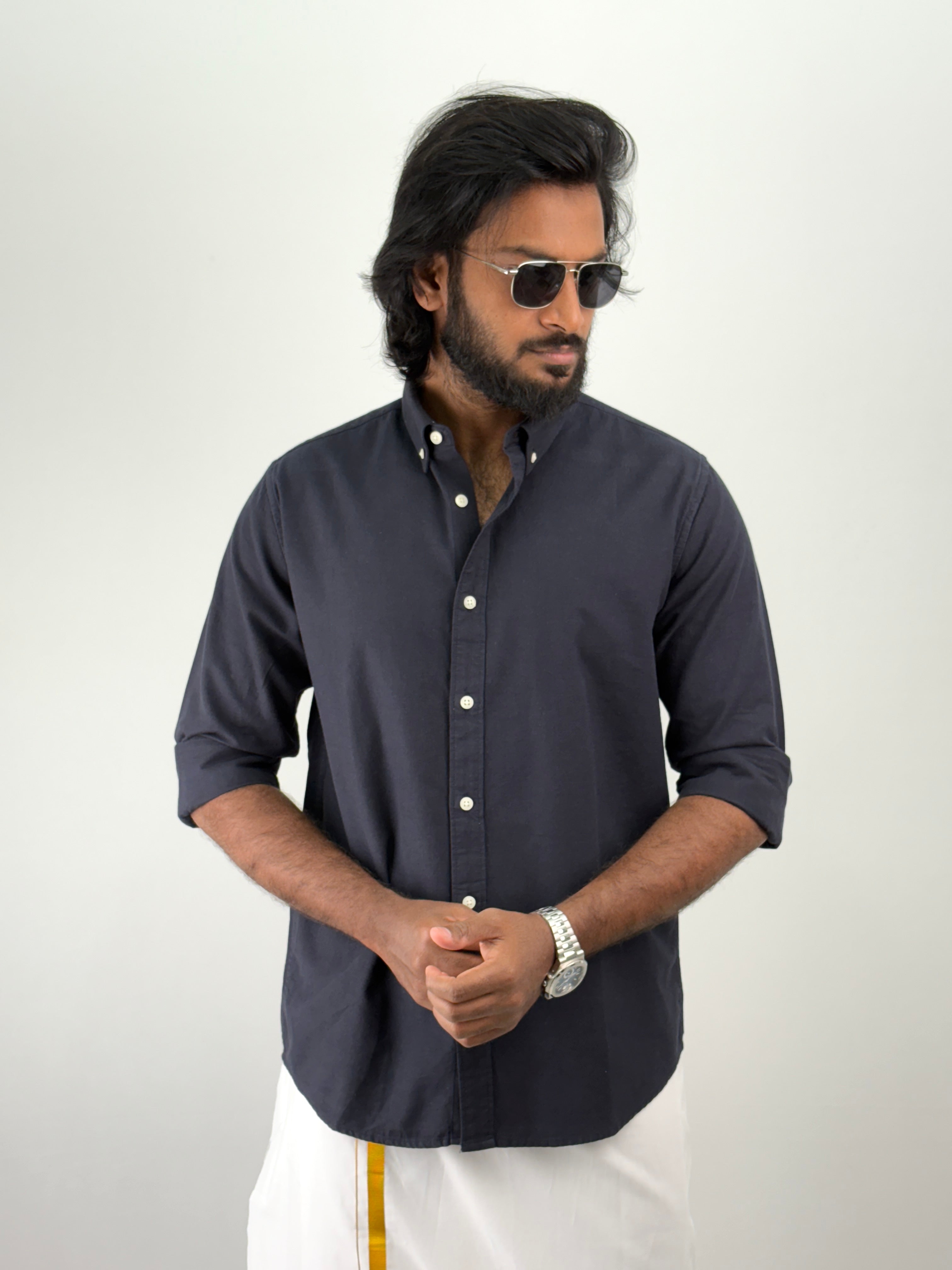 Dark Navy Linen Shirt 1