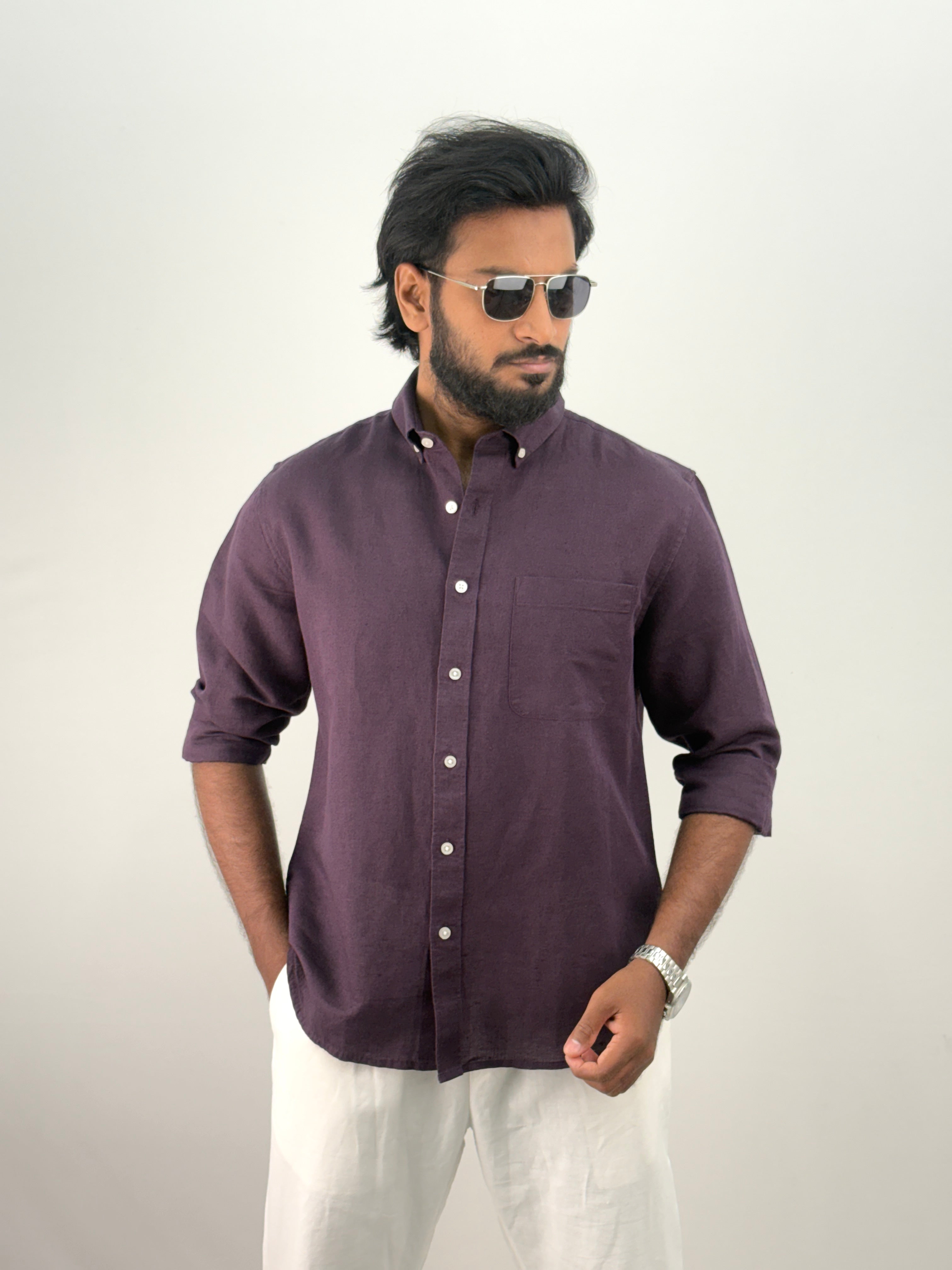 Wine Linen Shirt