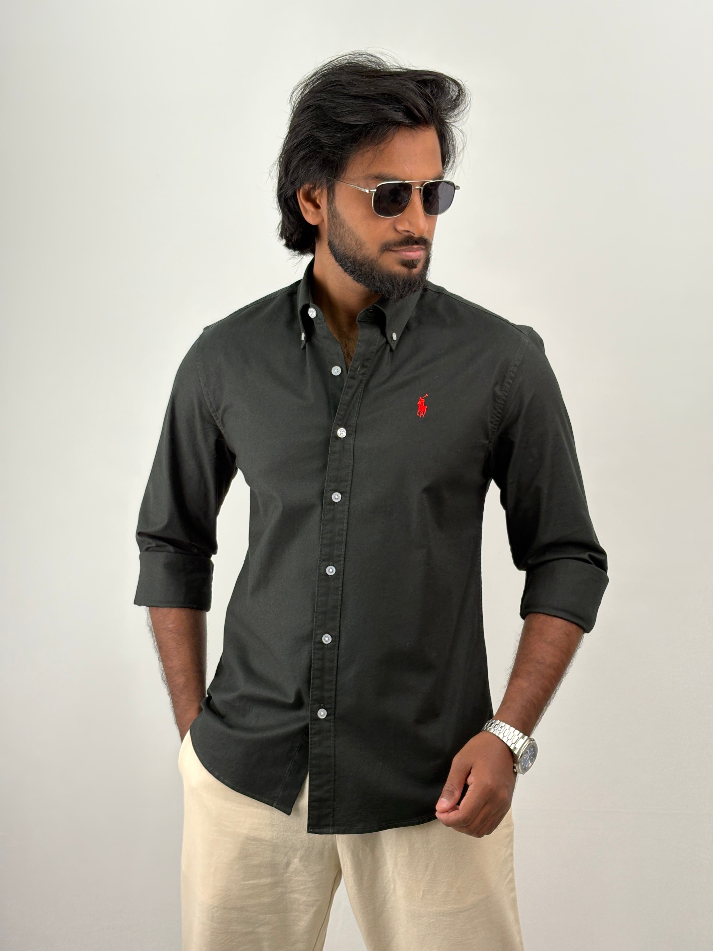 Dark Green Plain Shirt