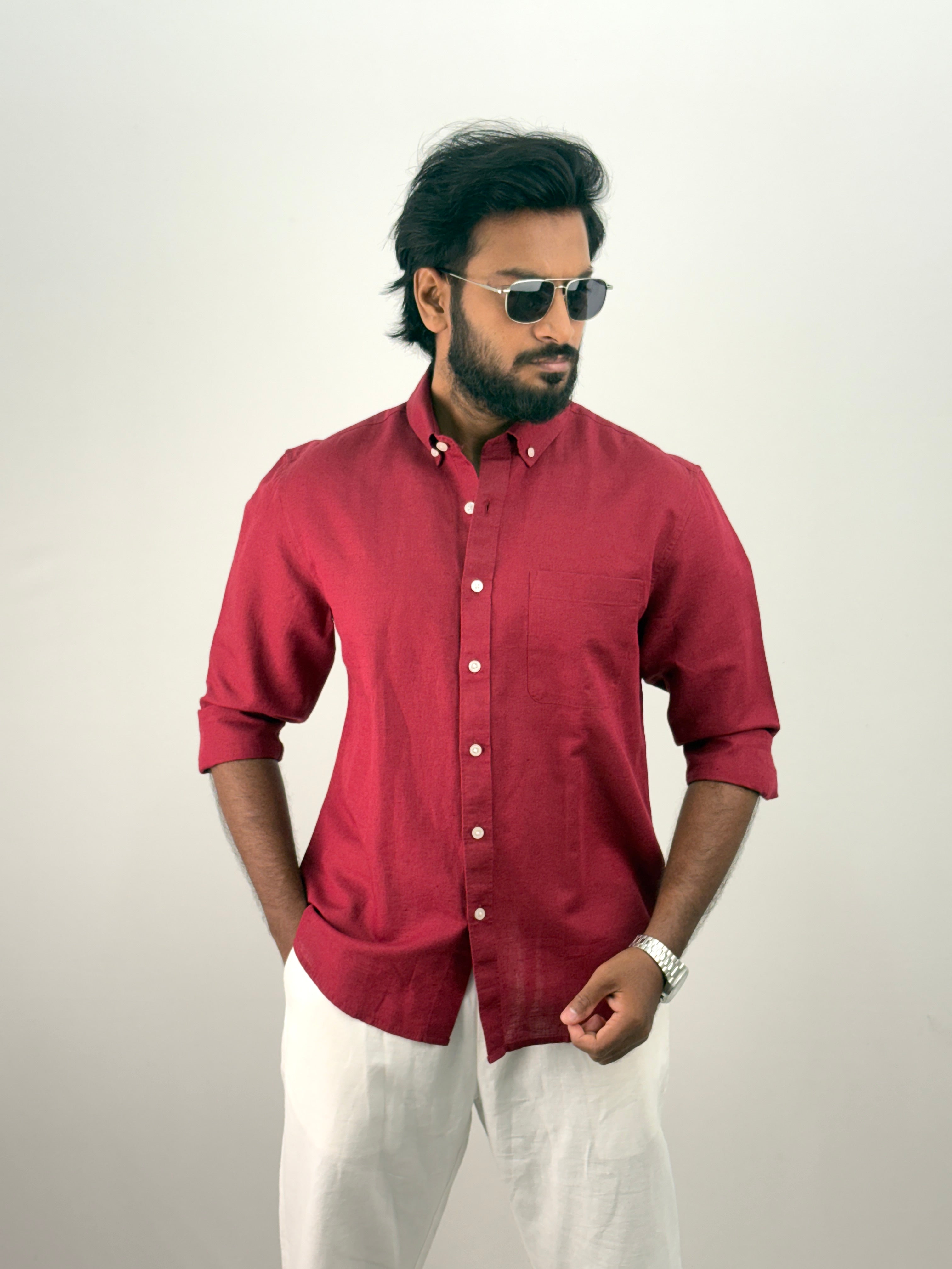 Red Linen Shirt