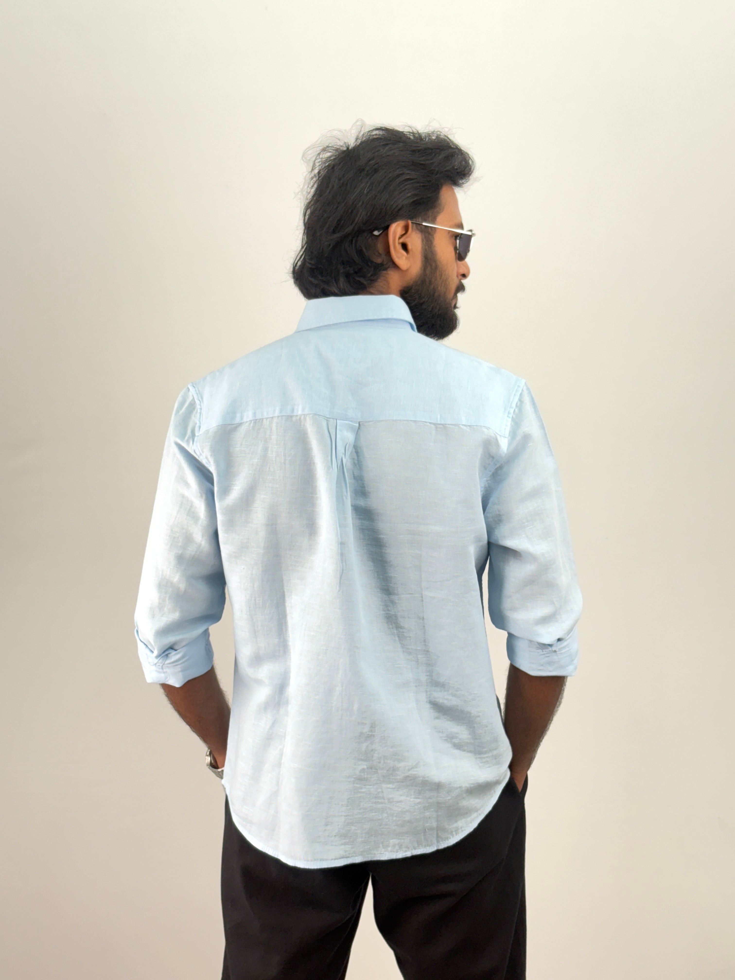 Ice Blue Linen Shirt