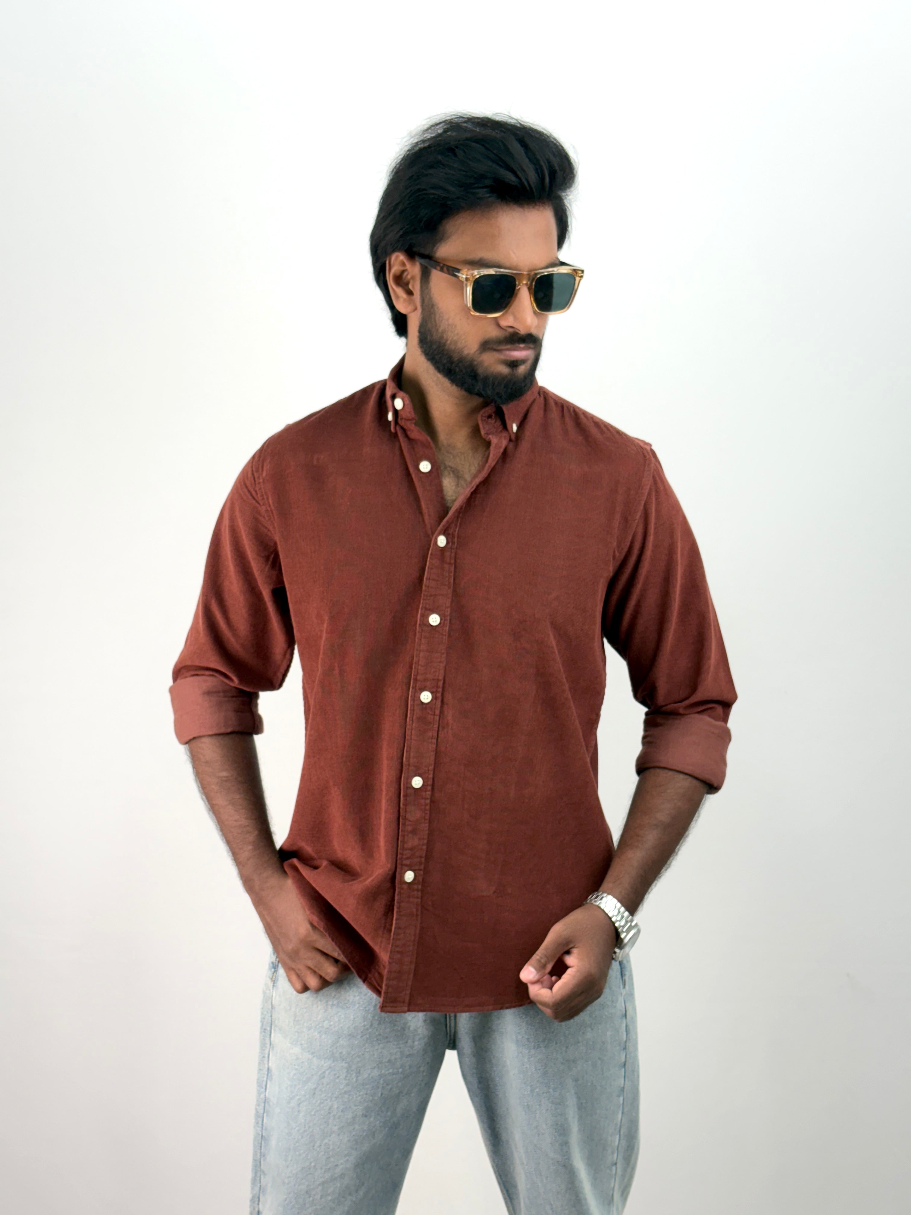 Brick Red Corduroy Shirt