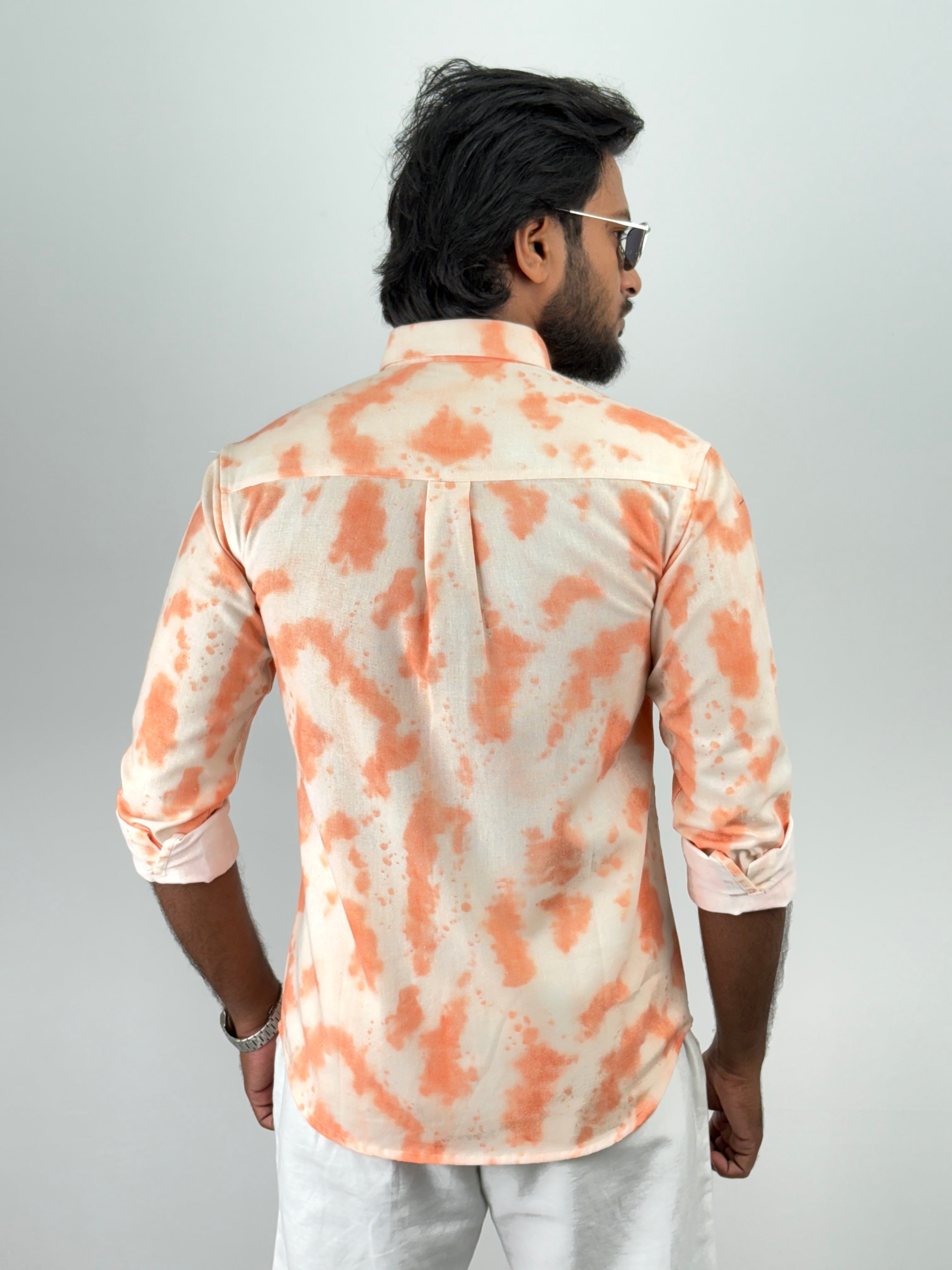 Orange Tie & Dye Printed Shirts