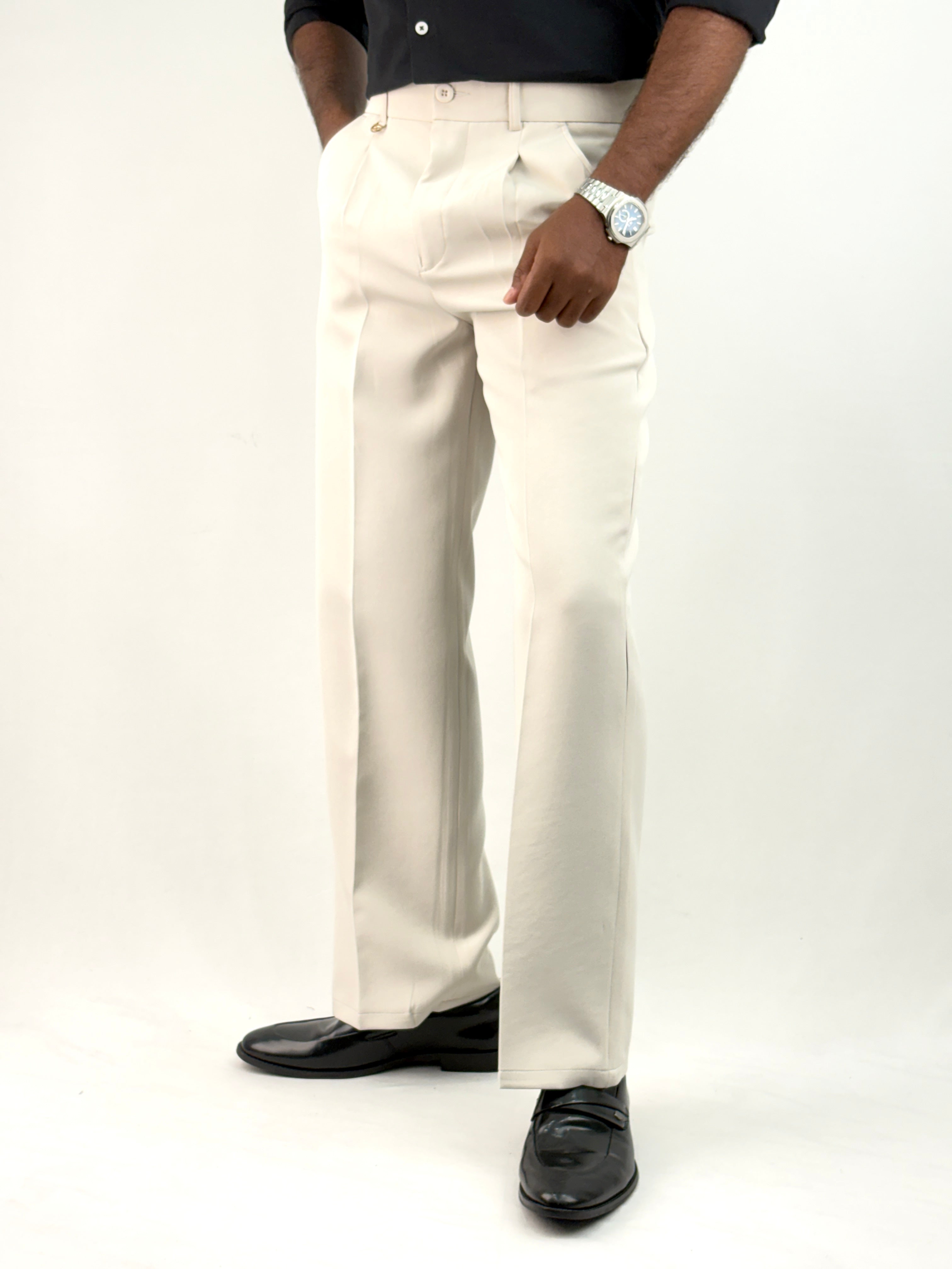 Cream Korean Baggy Pant