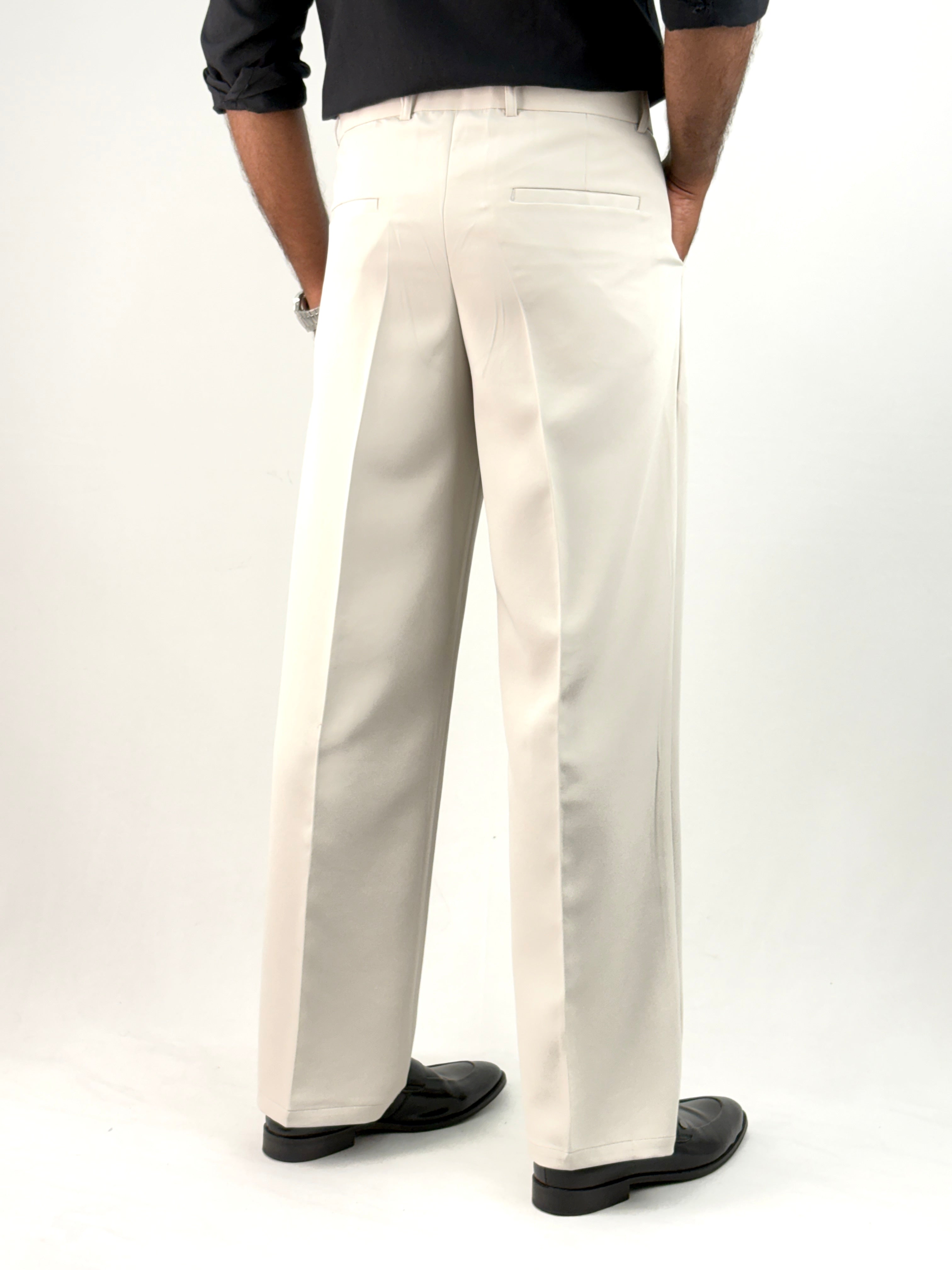 Cream Korean Baggy Pant