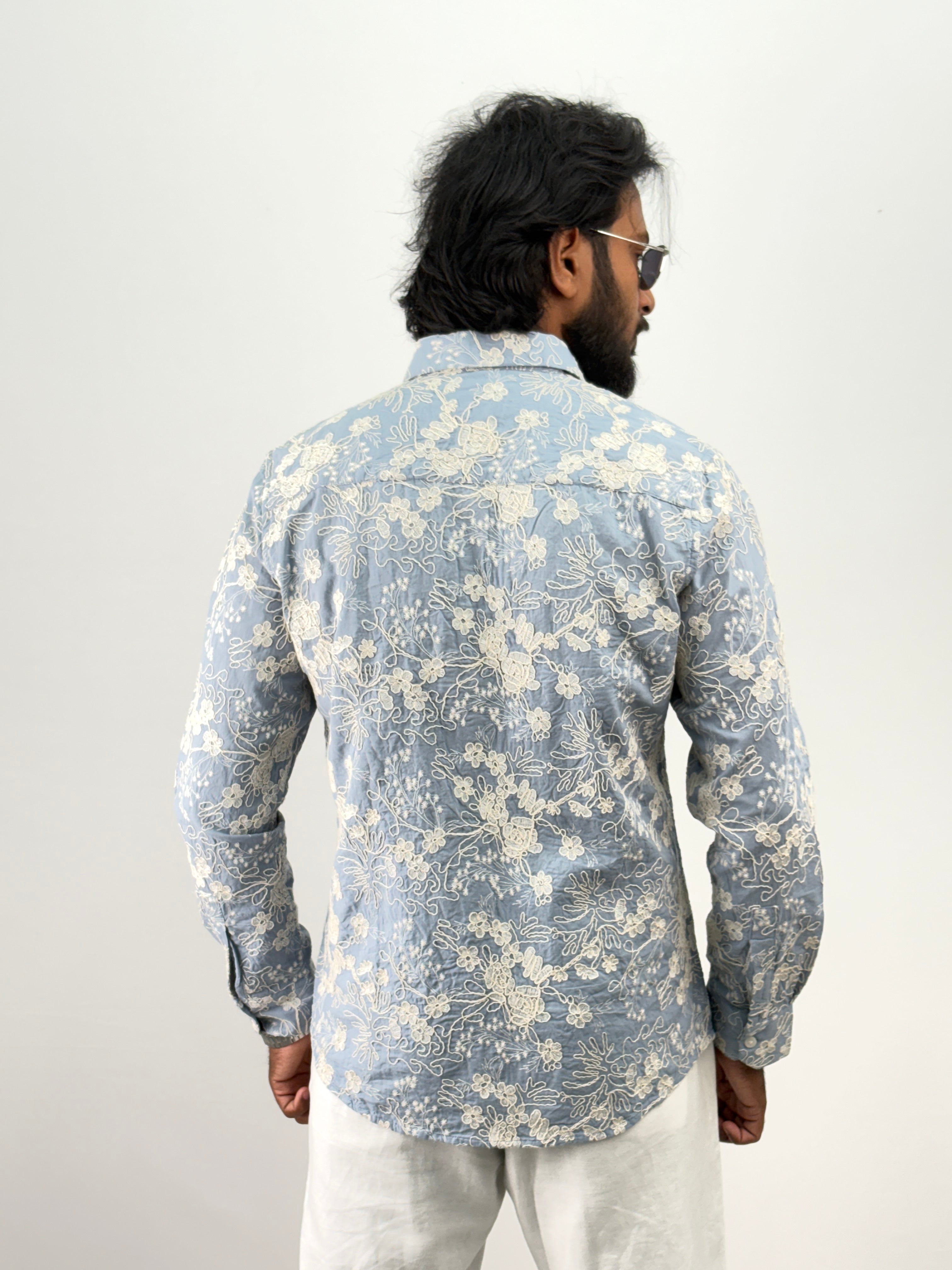 Ice Blue Embroidery Shirt 14