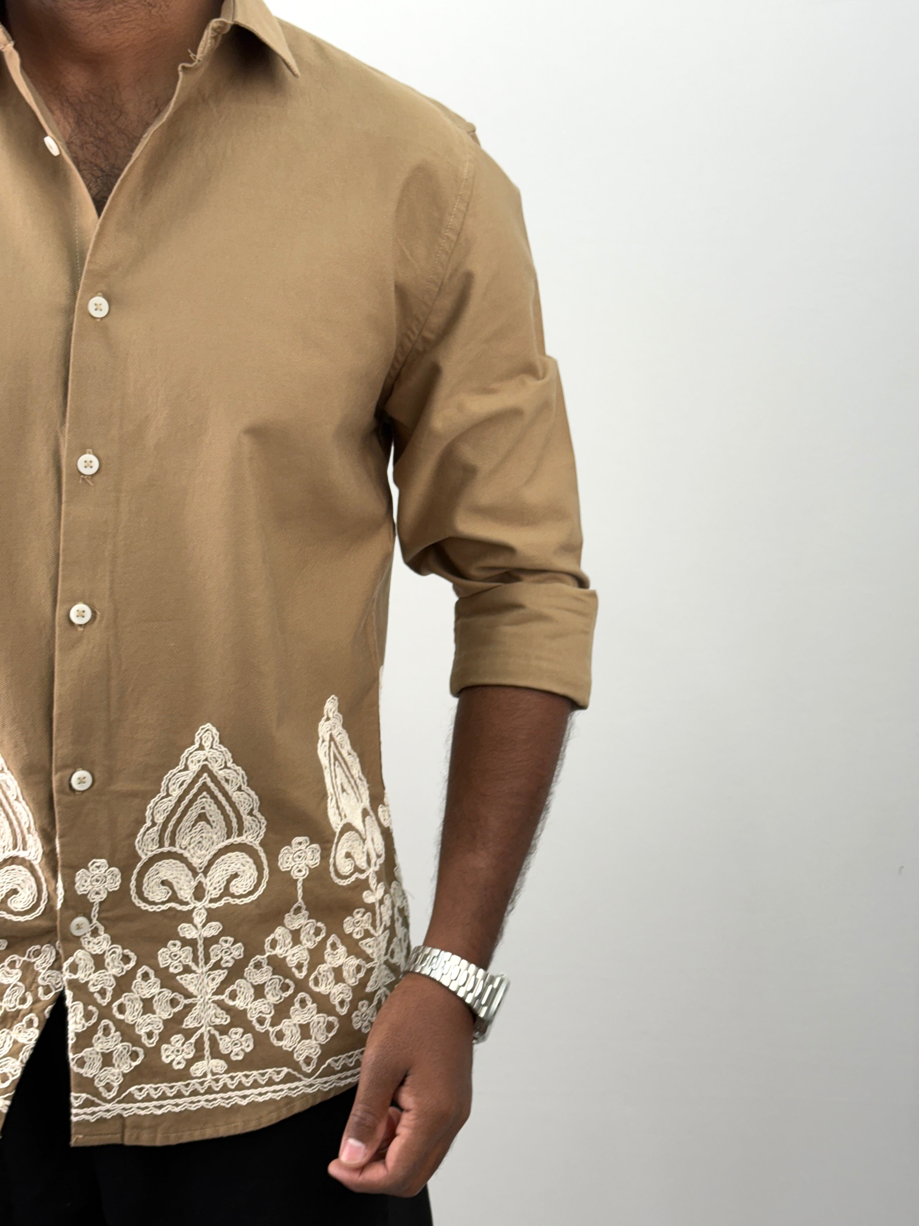 Khaki Embroidery Shirt