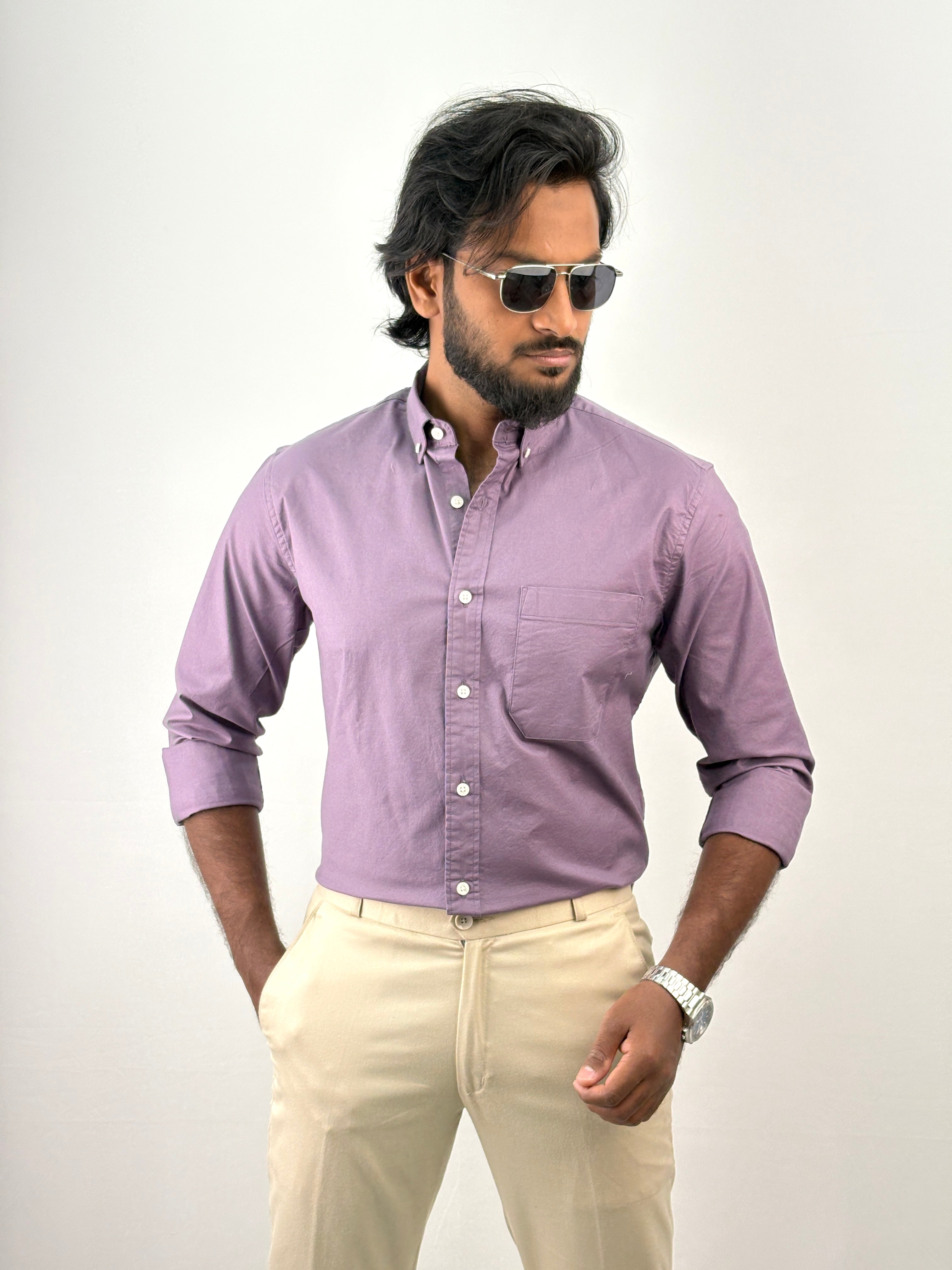 Lavender Plain Oxford Shirt 4