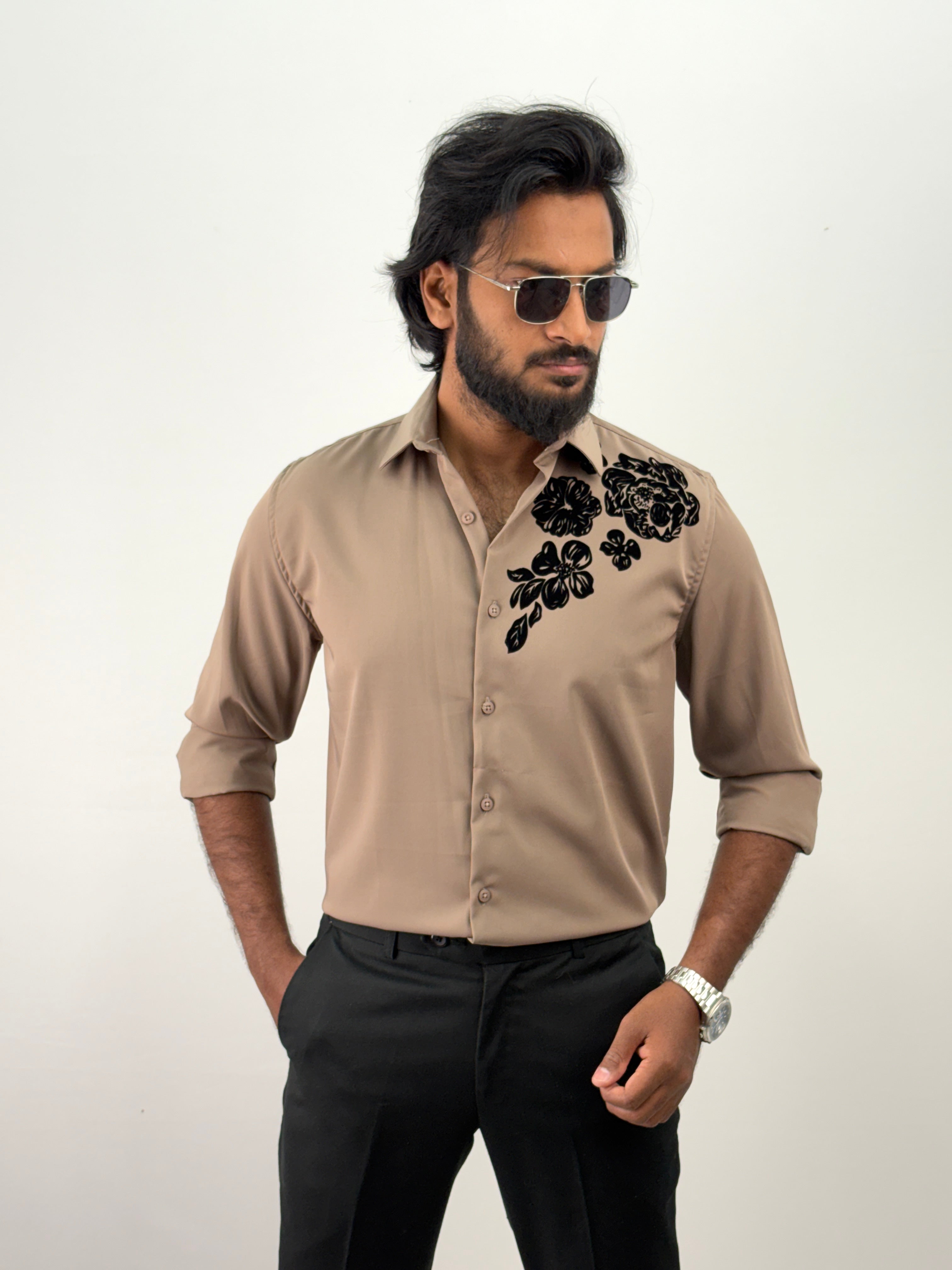Light Brown Flock IMP Printed Shirt
