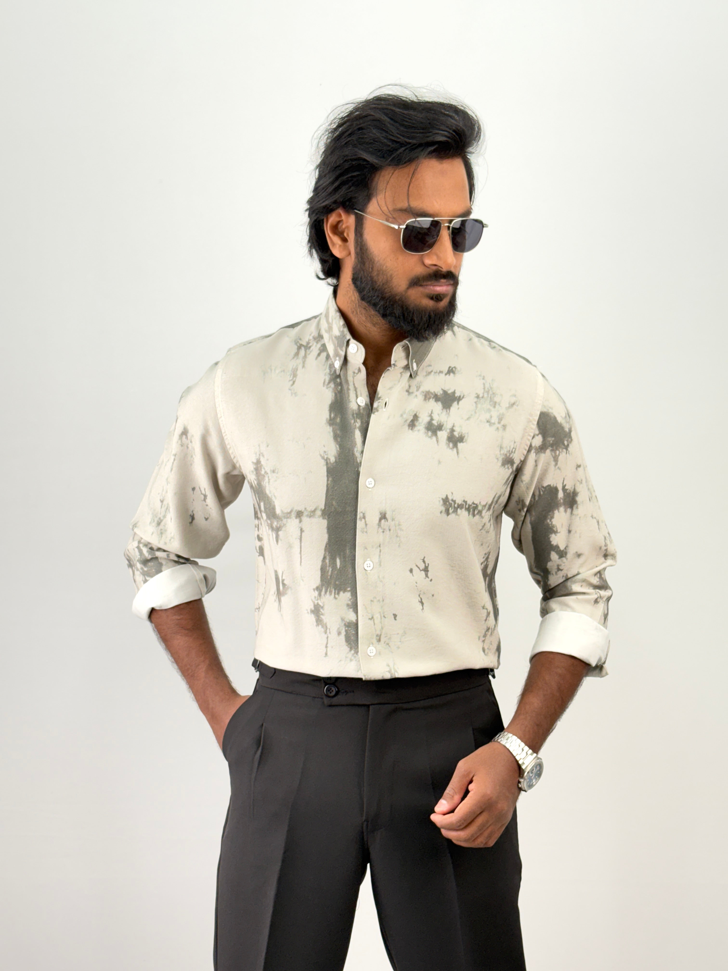 Light Green Abstract Printed Shirt