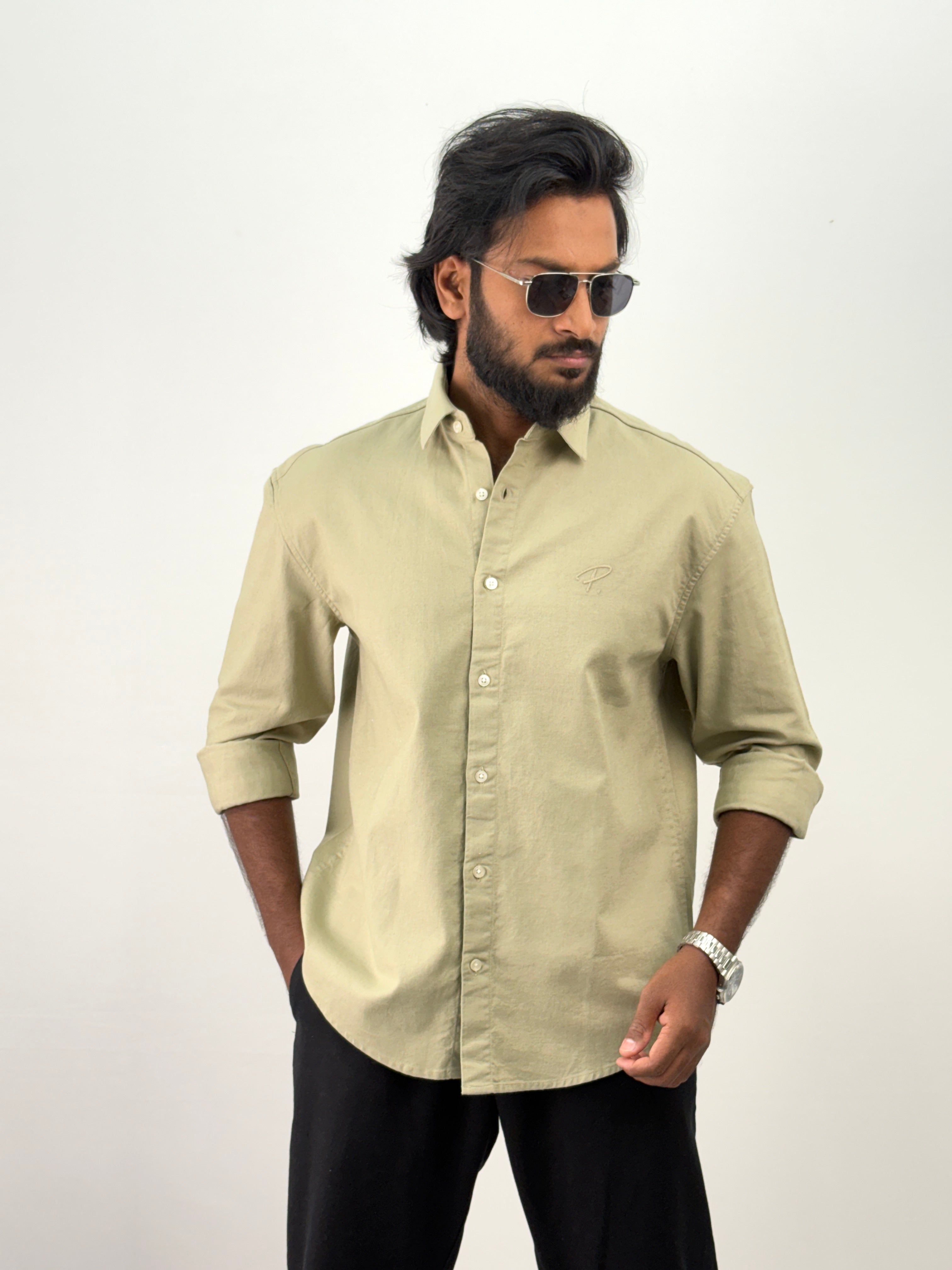 Light Green Back Embroidery Shirt