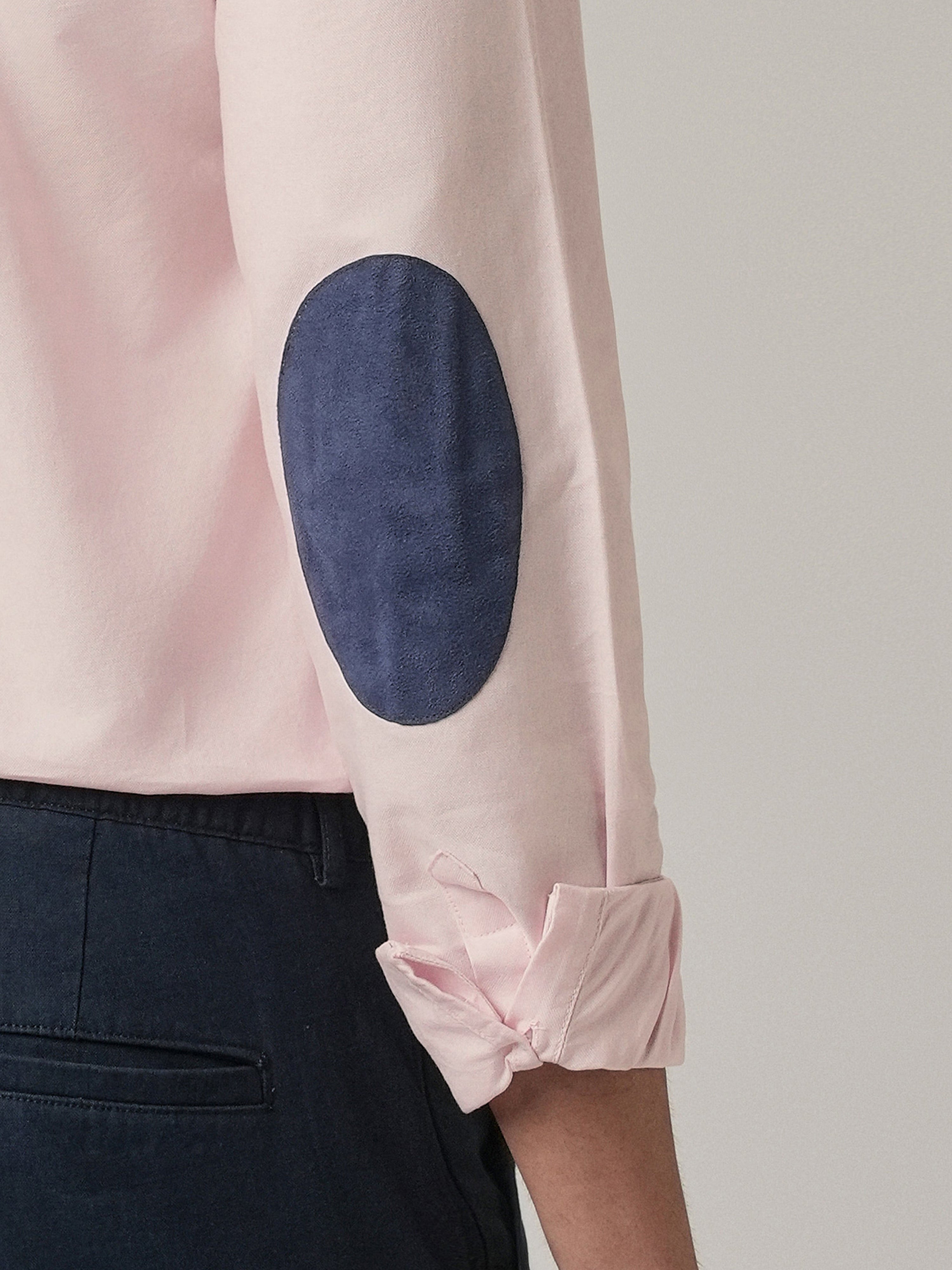 Light Pink Plain Elbow Patch Shirt