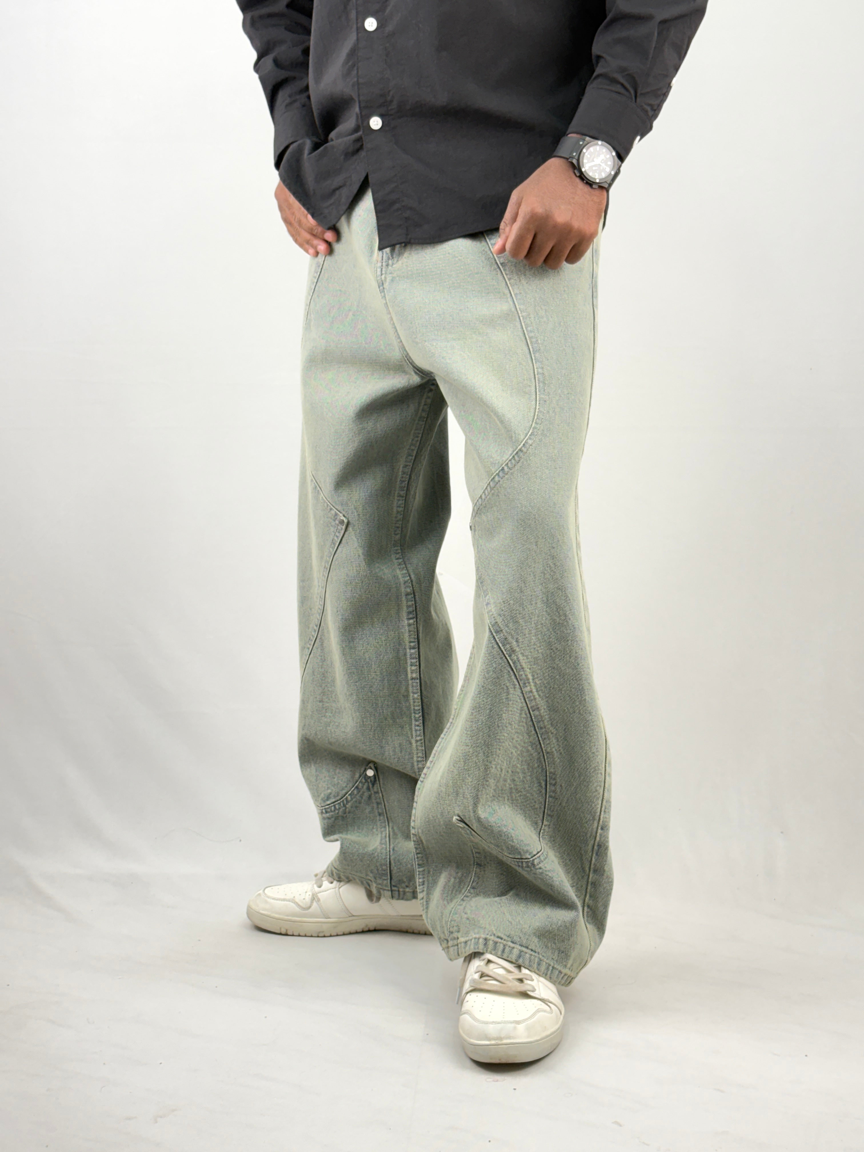 Light Blue Pattern Baggy Jean