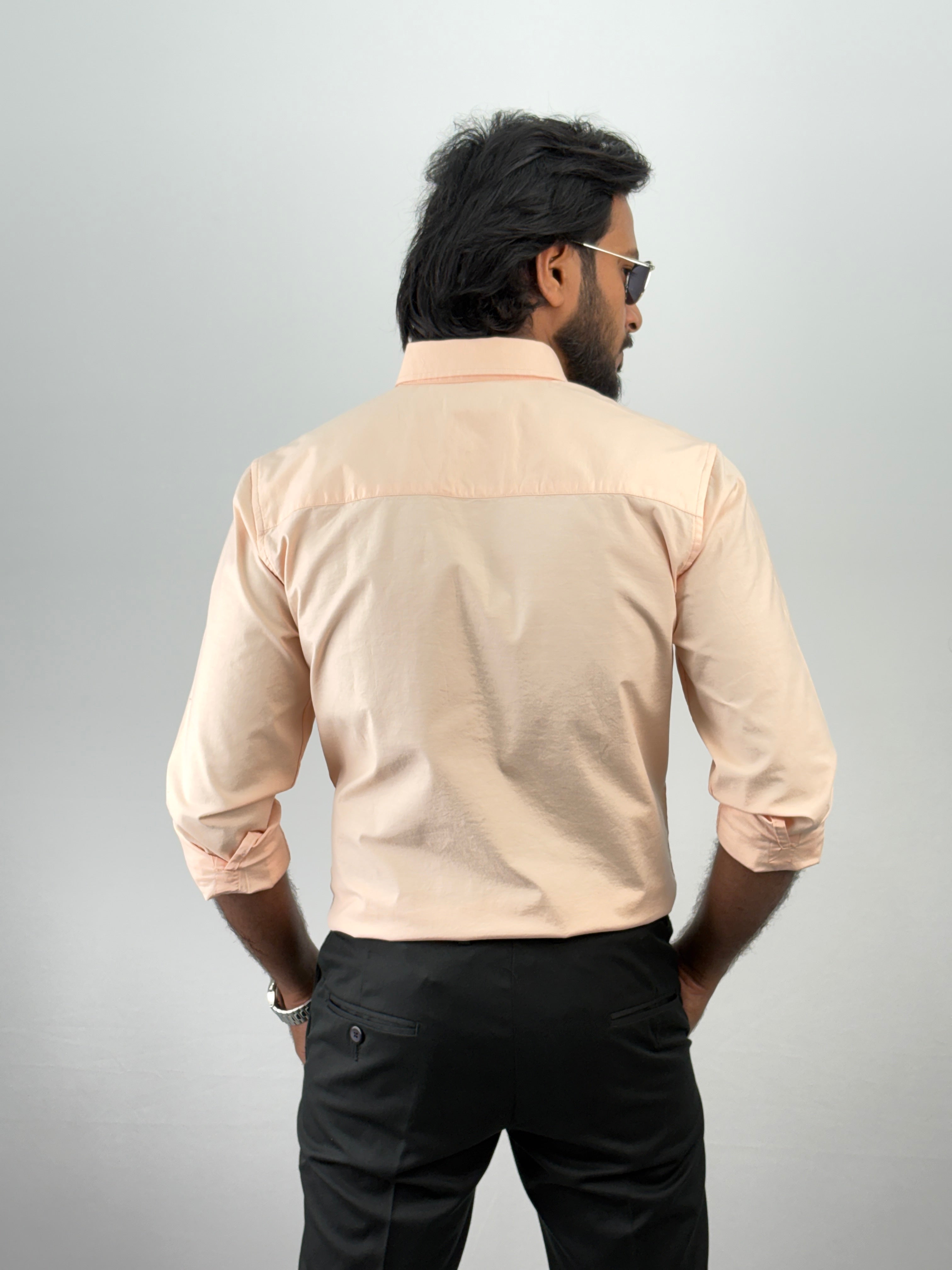 Light Orange Plain Oxford Shirt 4