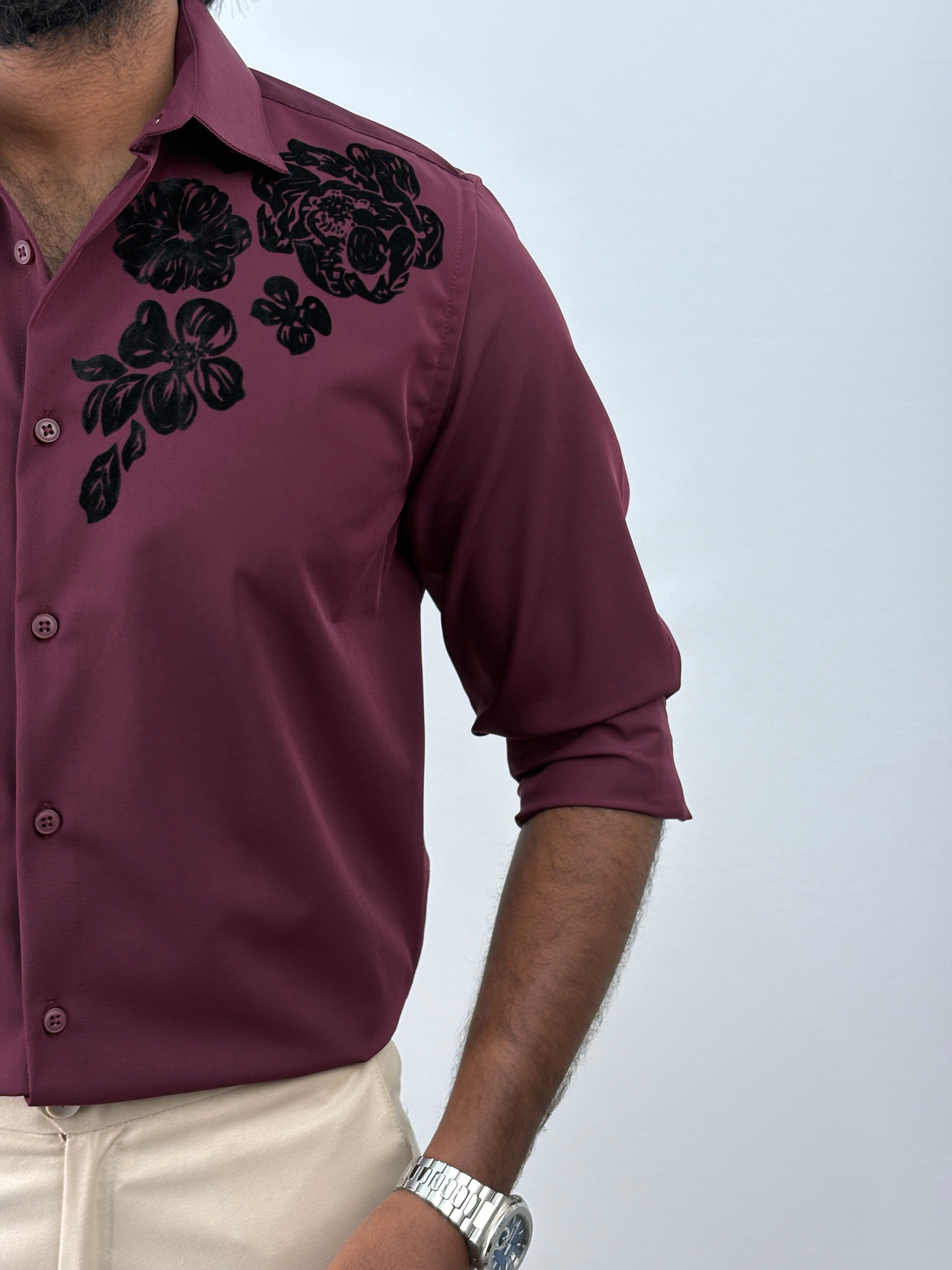 Maroon Flock IMP Printed Shirt