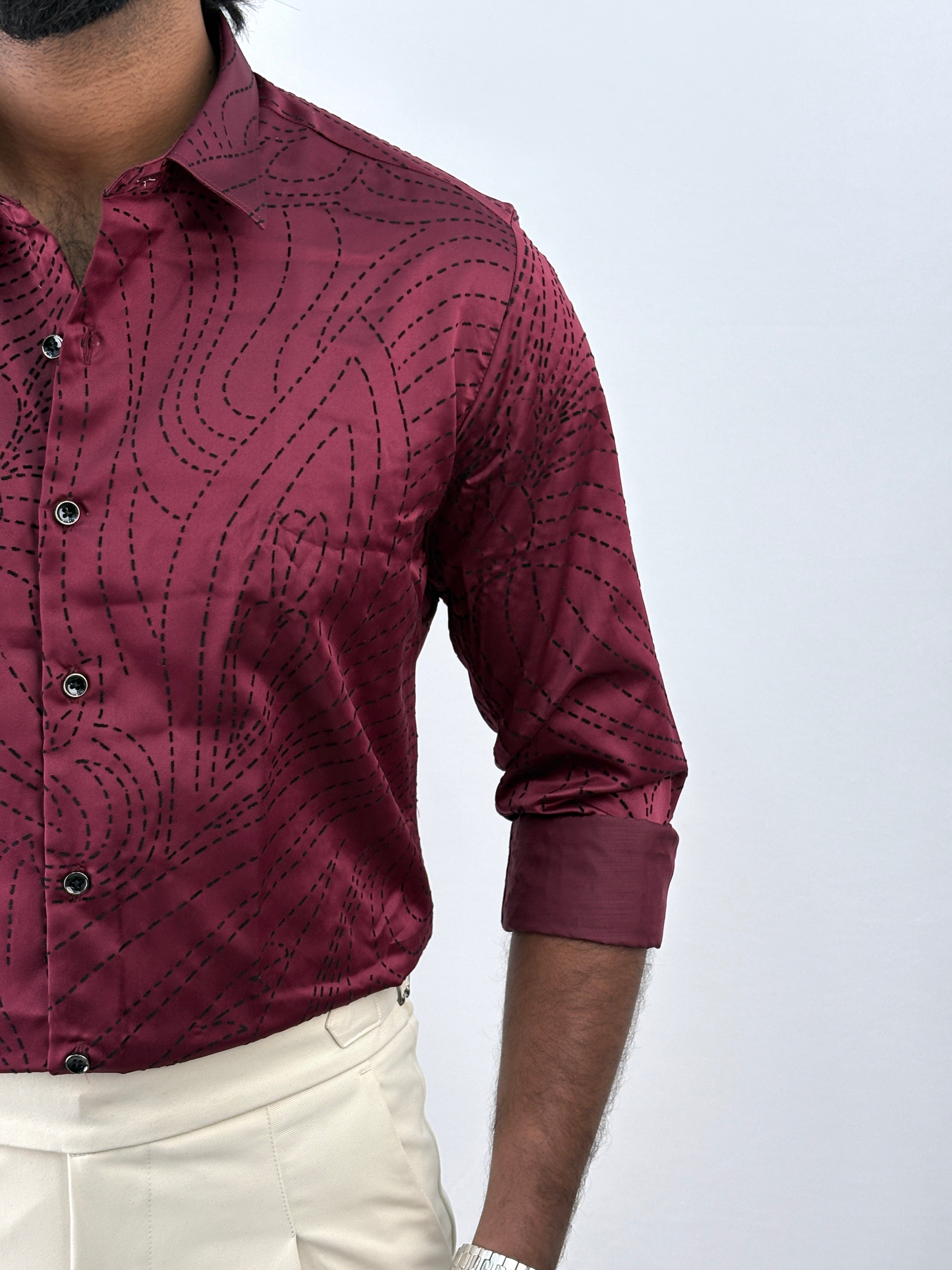 Maroon Flock Printed Shirt 3