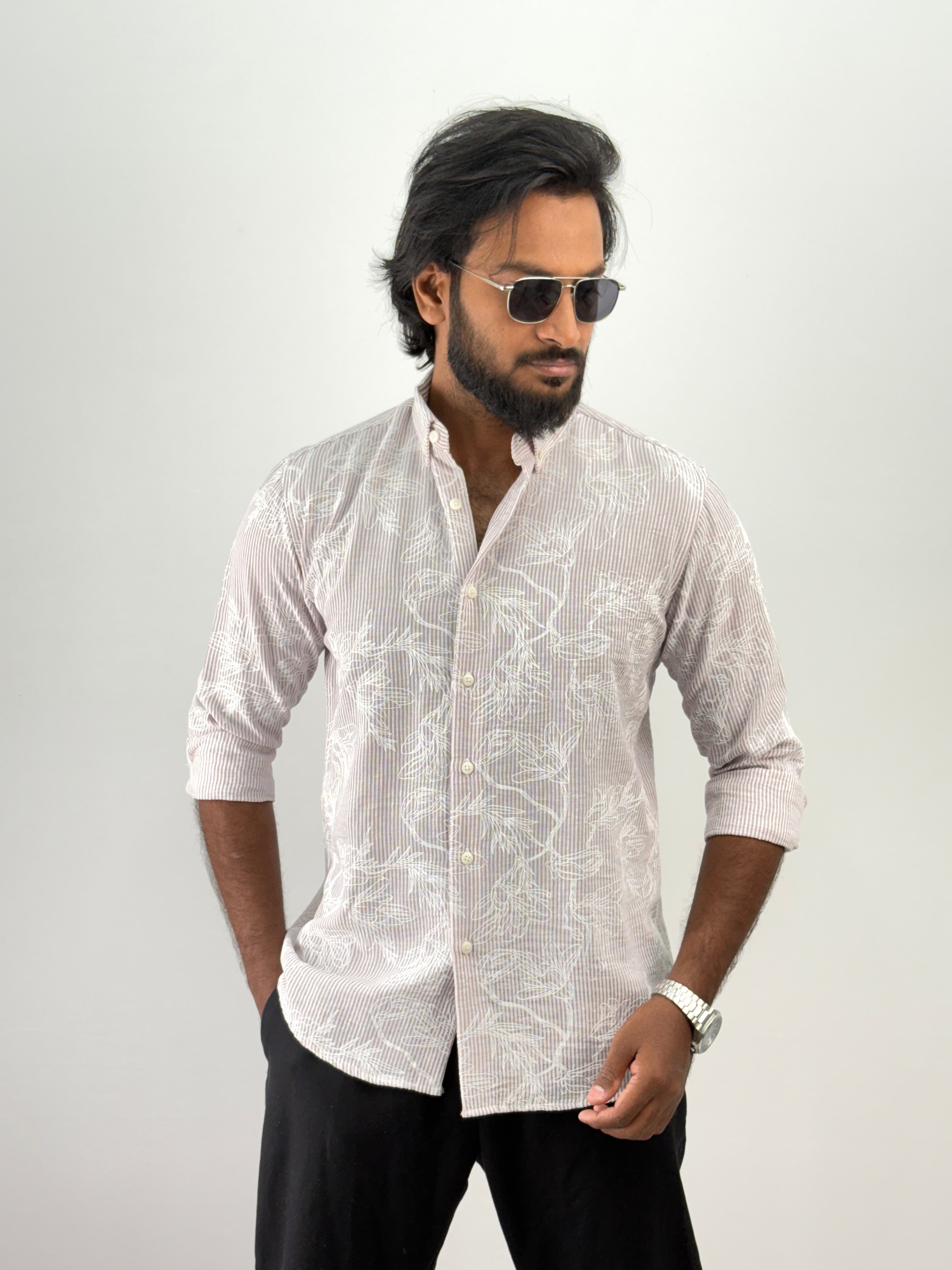 Mauve Printed Stripe Shirt