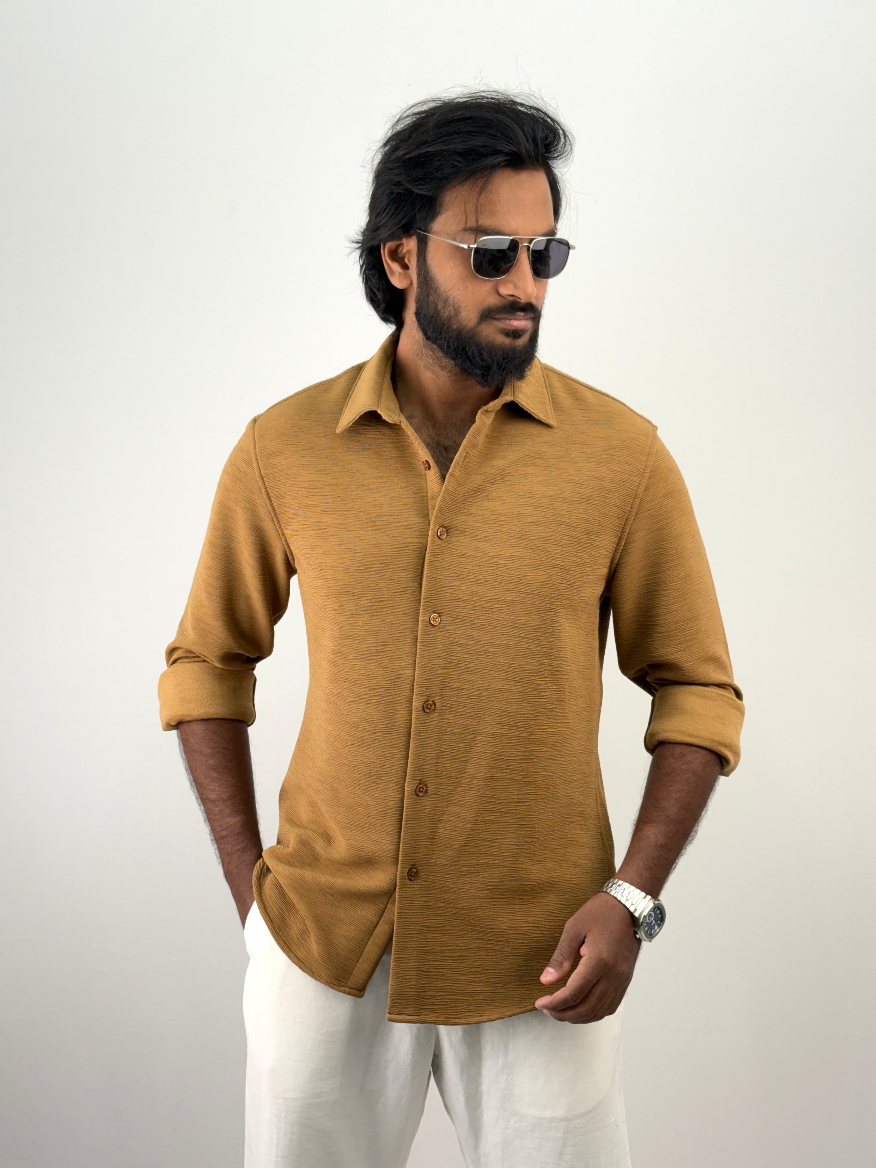 Mustard Textured Shirt