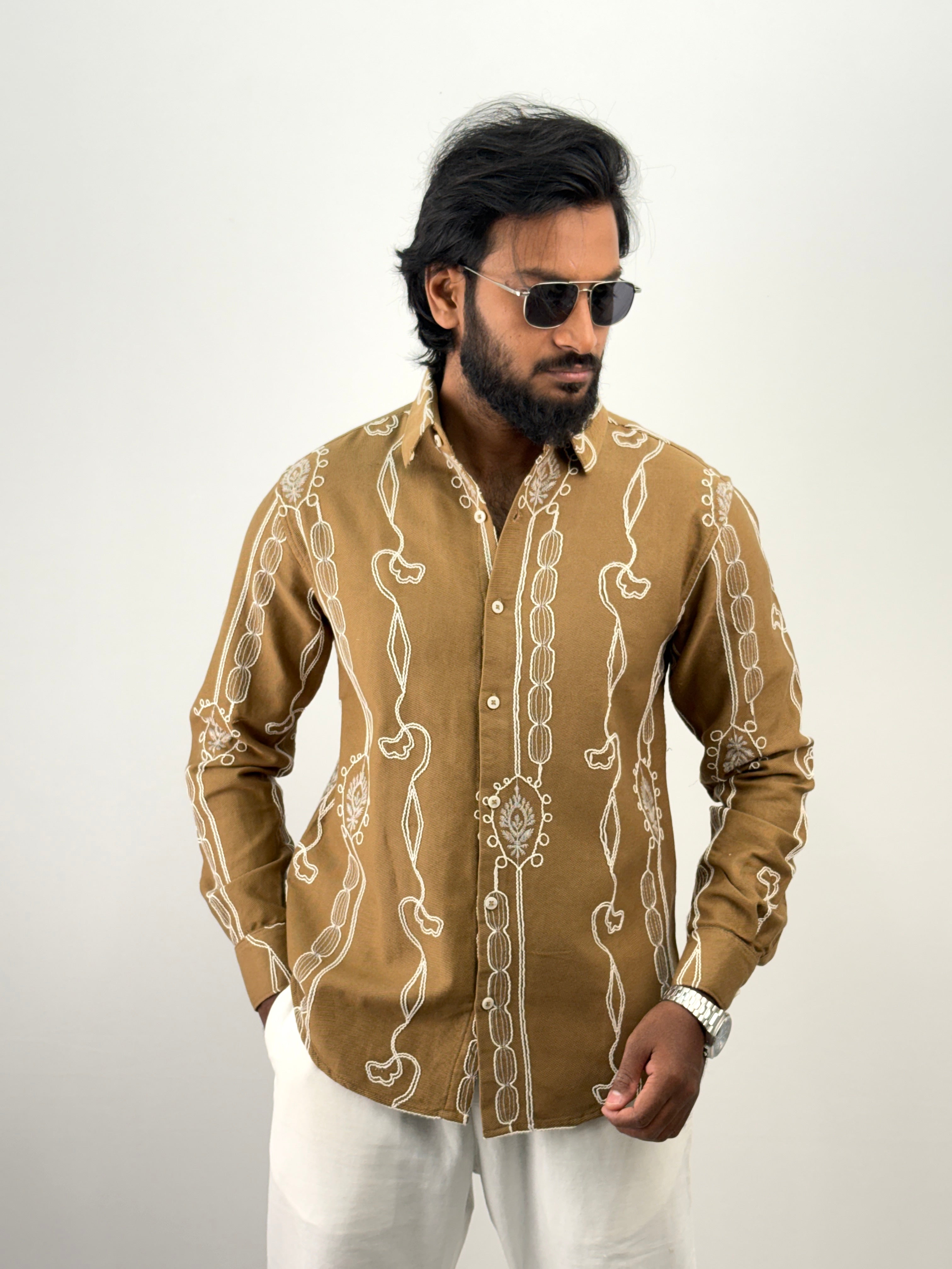 Mustard Embroidery Shirt