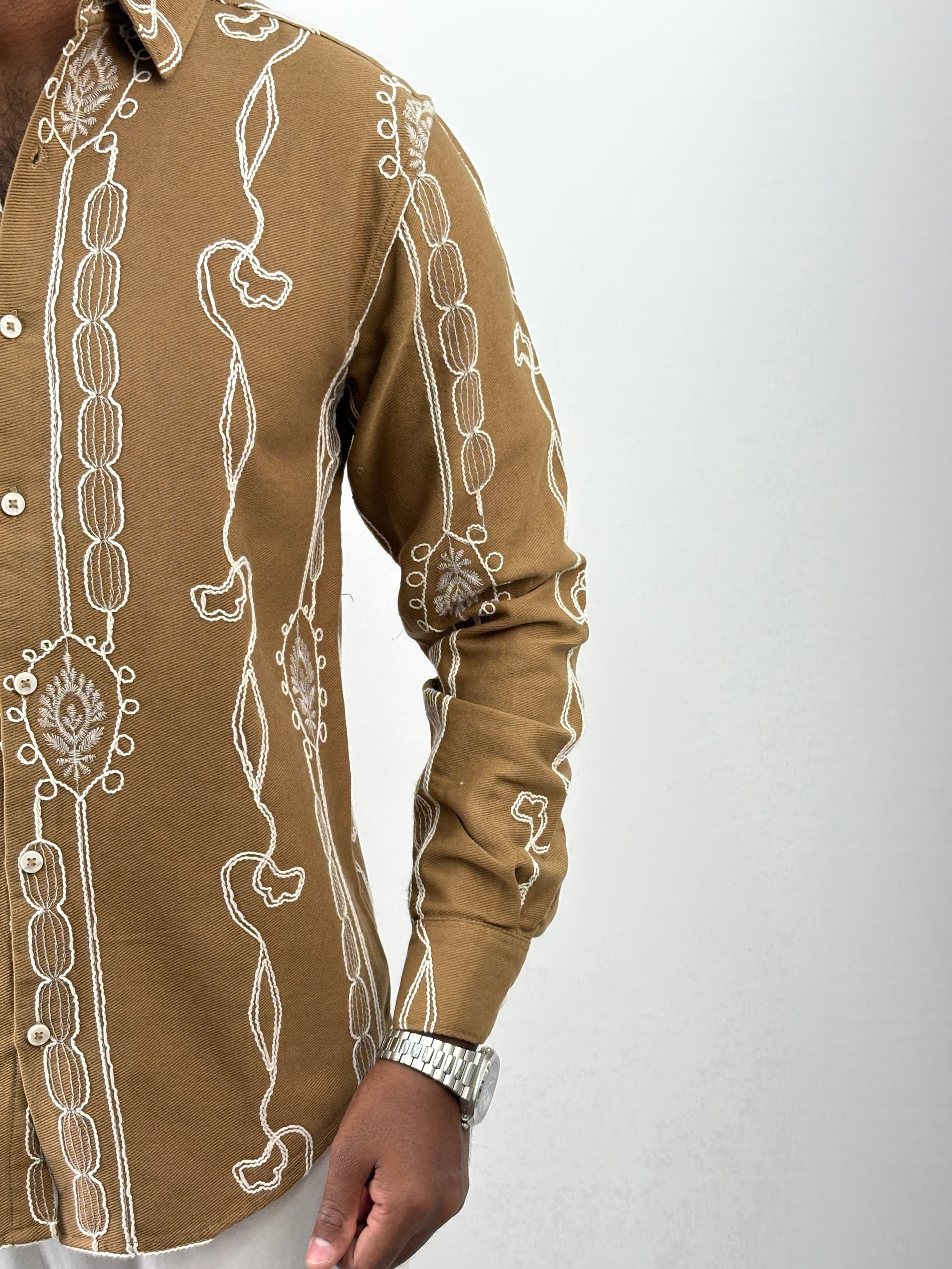 Mustard Embroidery Shirt