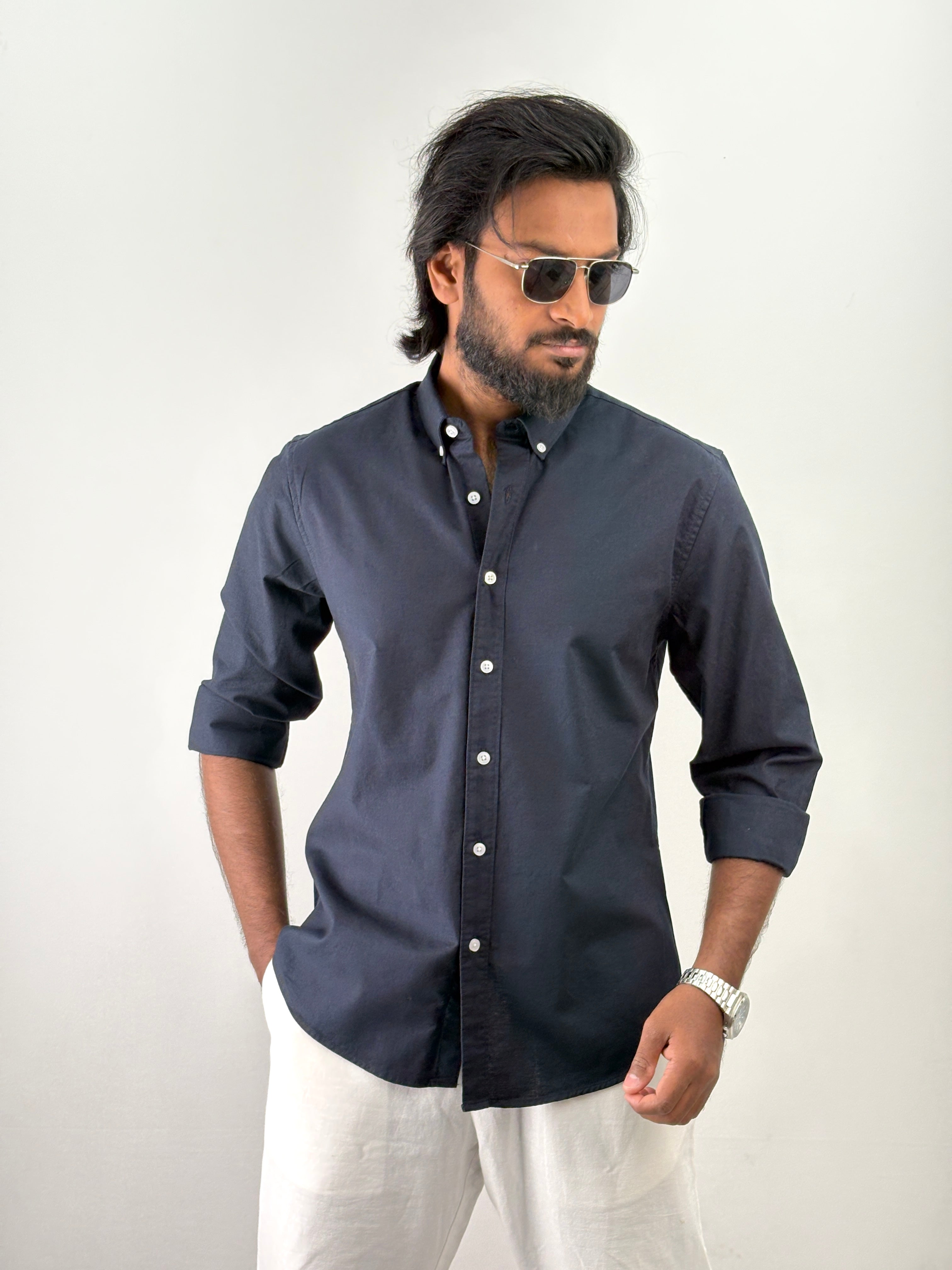 Navy Elbow Patch Shirt