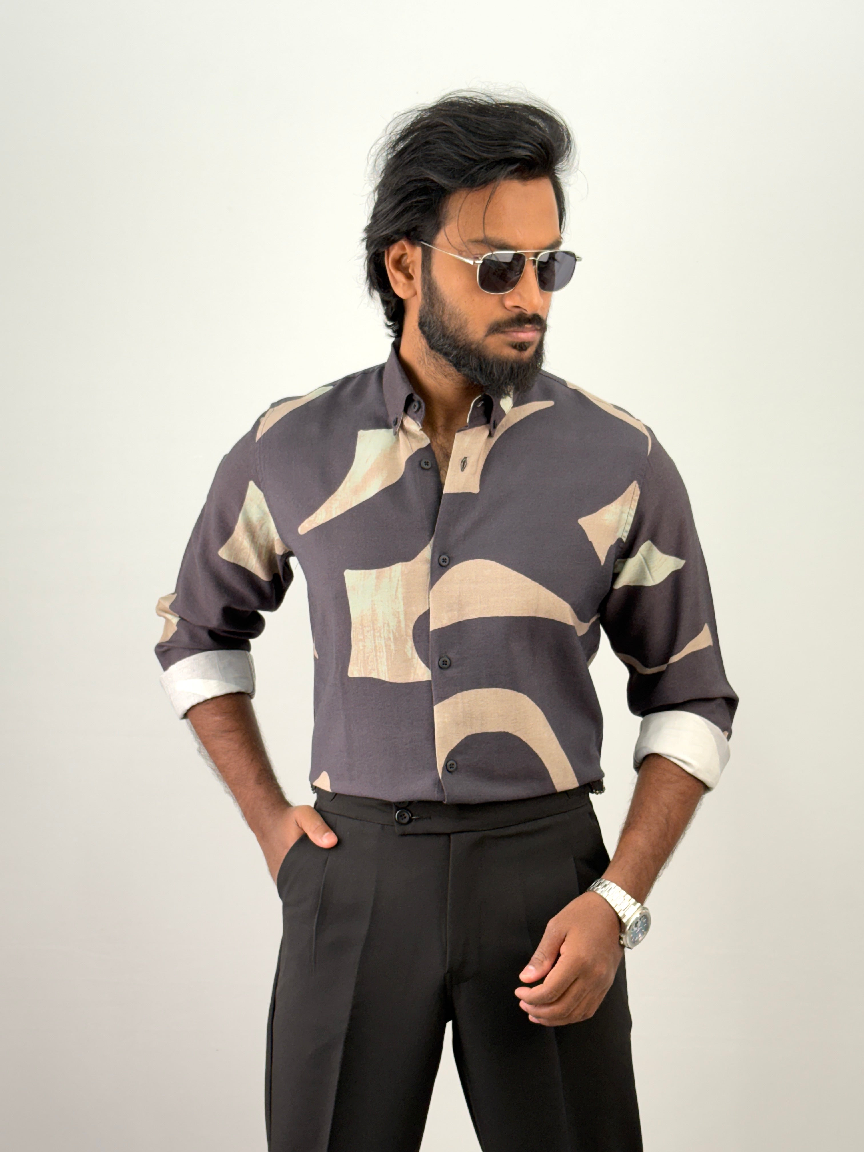 Navy Abstract Printed Shirt