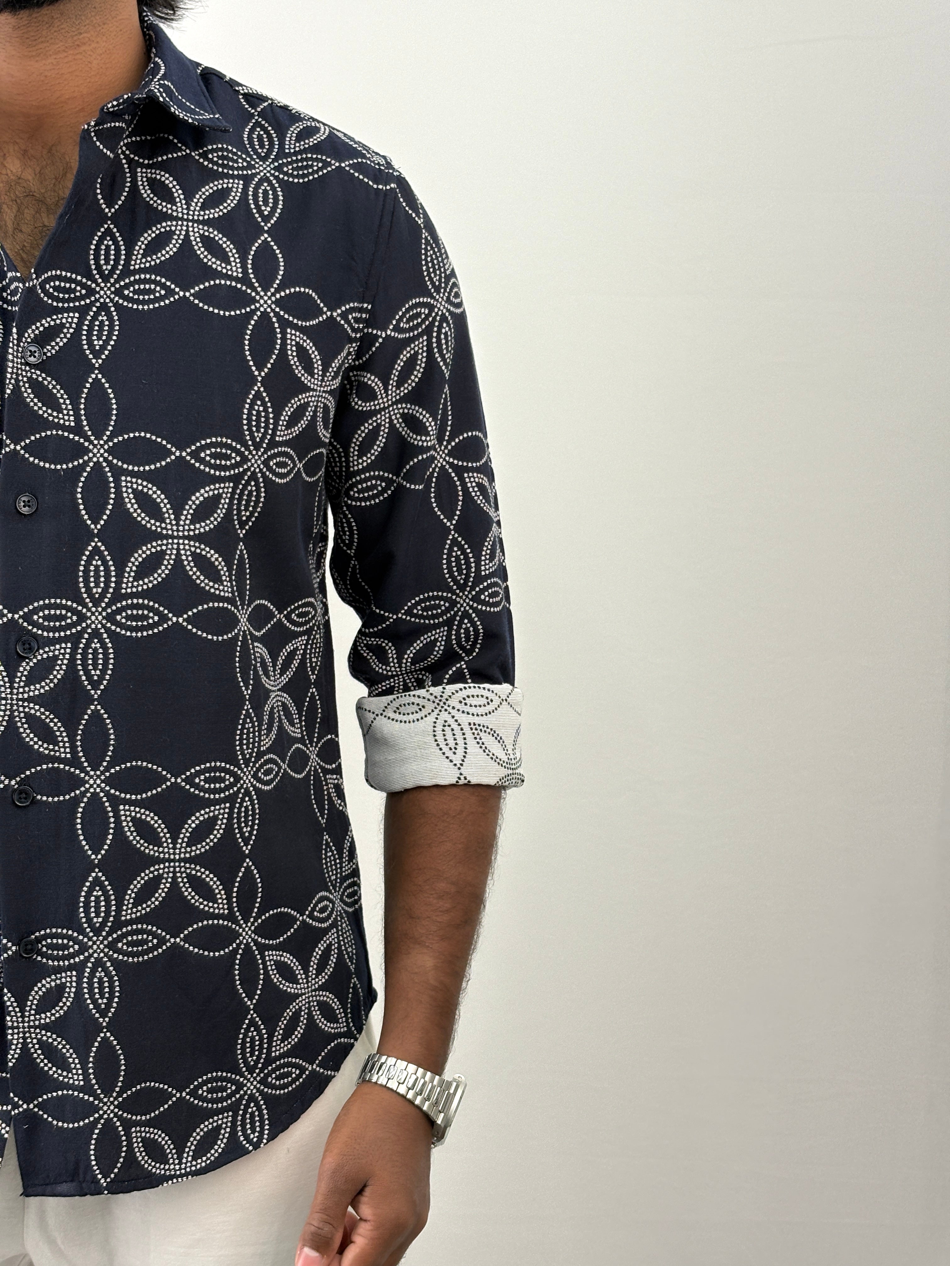 Navy Jacquard Shirt