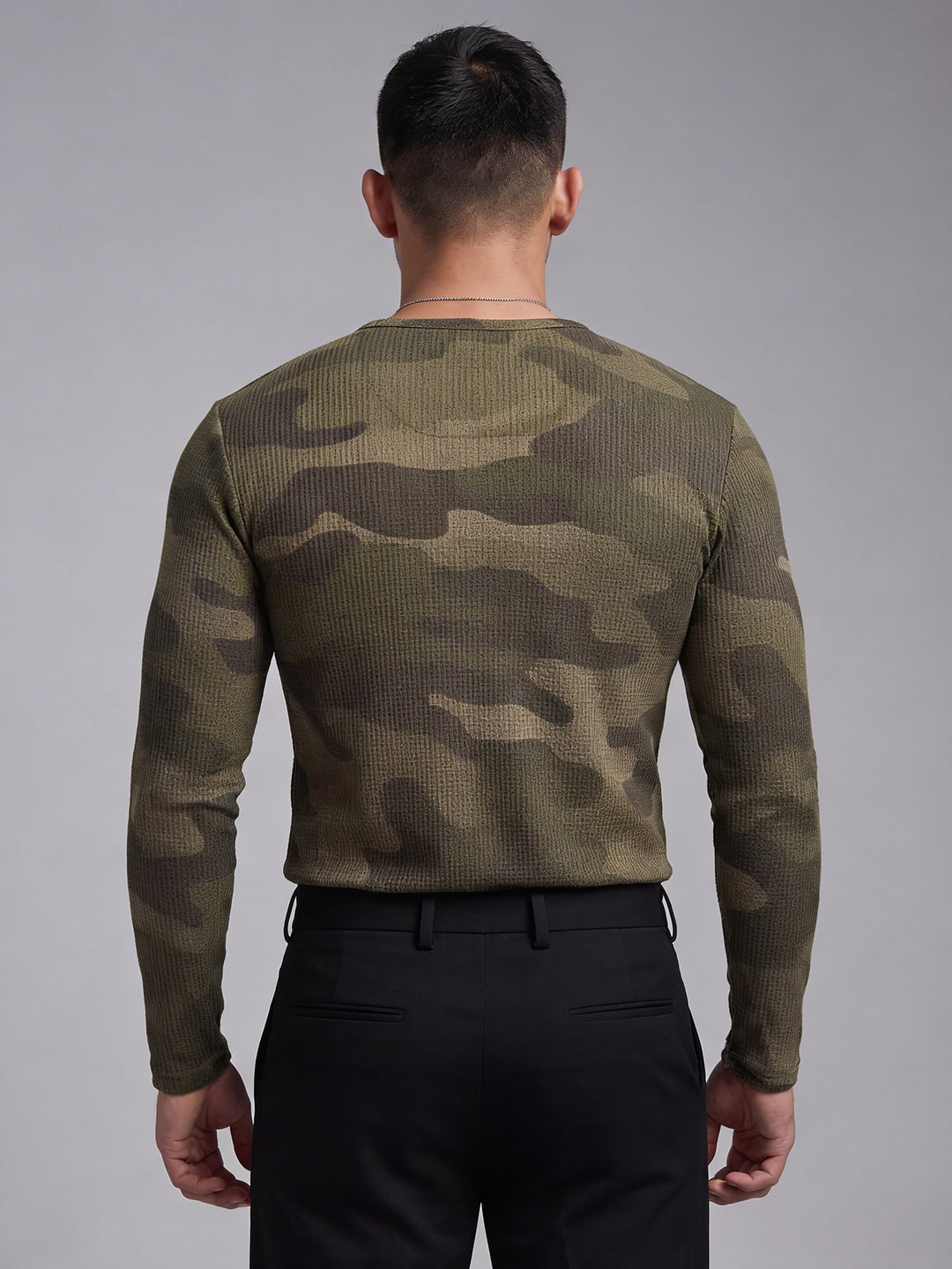 Camo Waffle Henley Long Sleeve T-Shirt