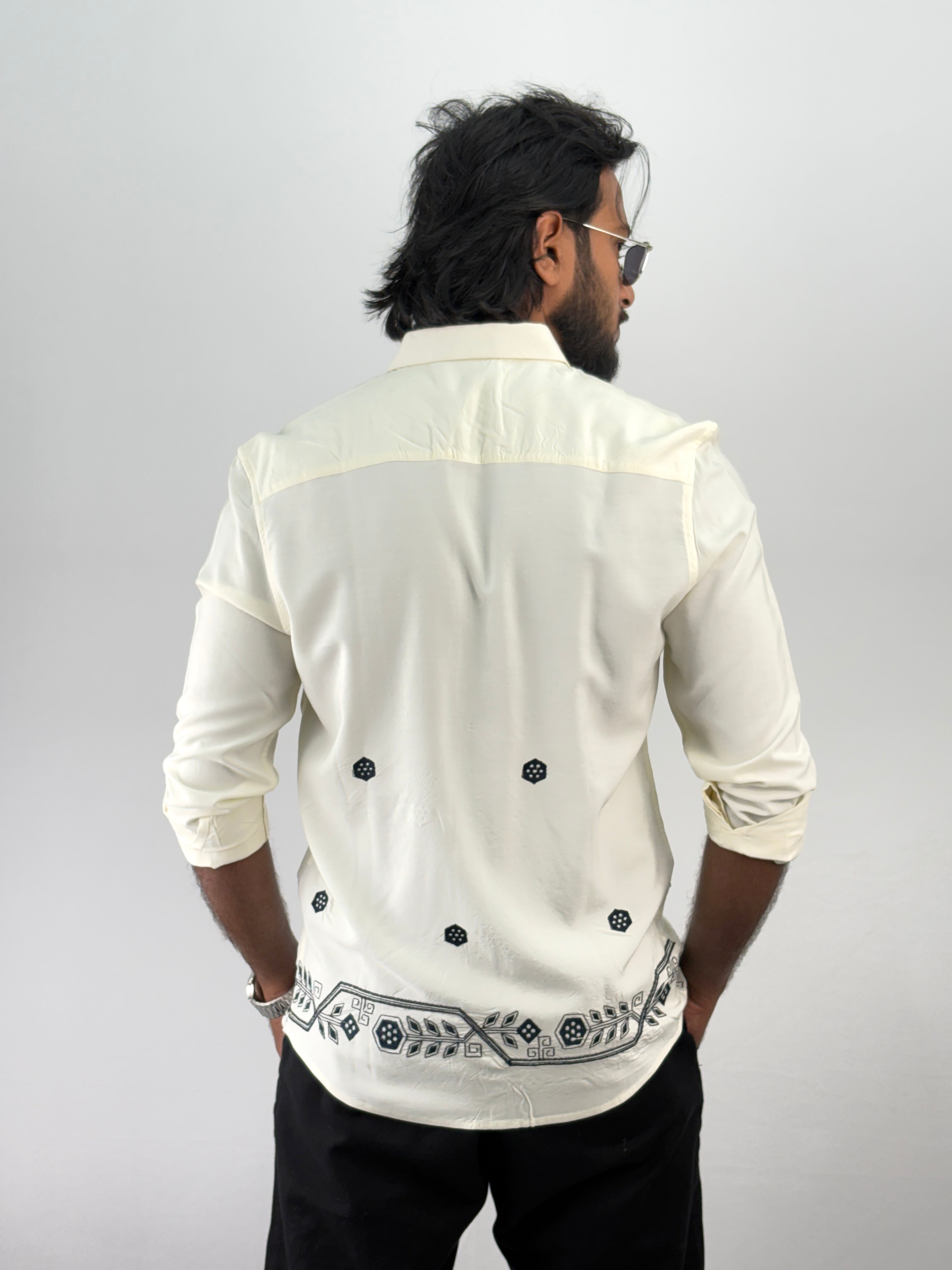 Off White Embroidery Shirt