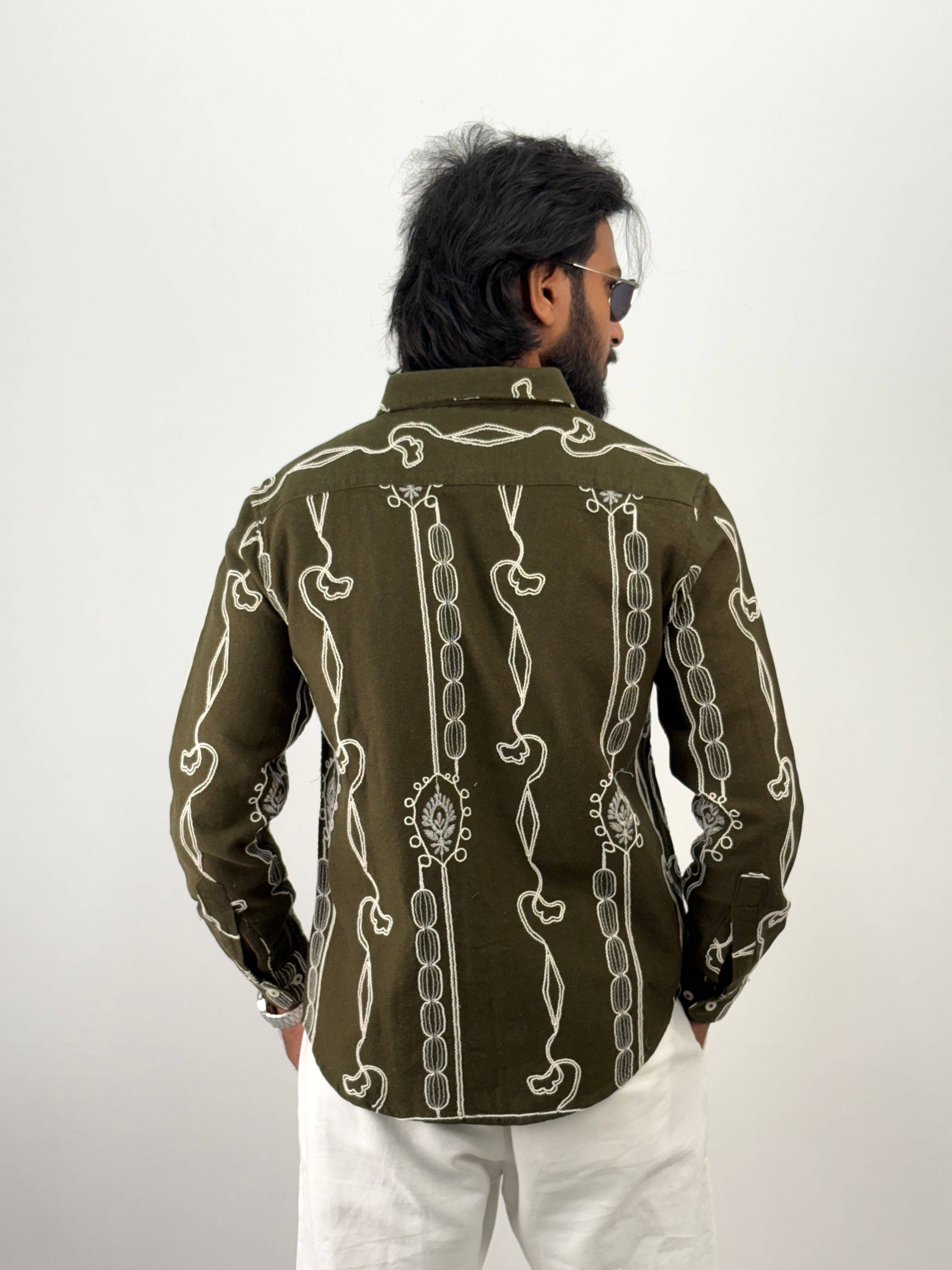 Olive Embroidery Shirt