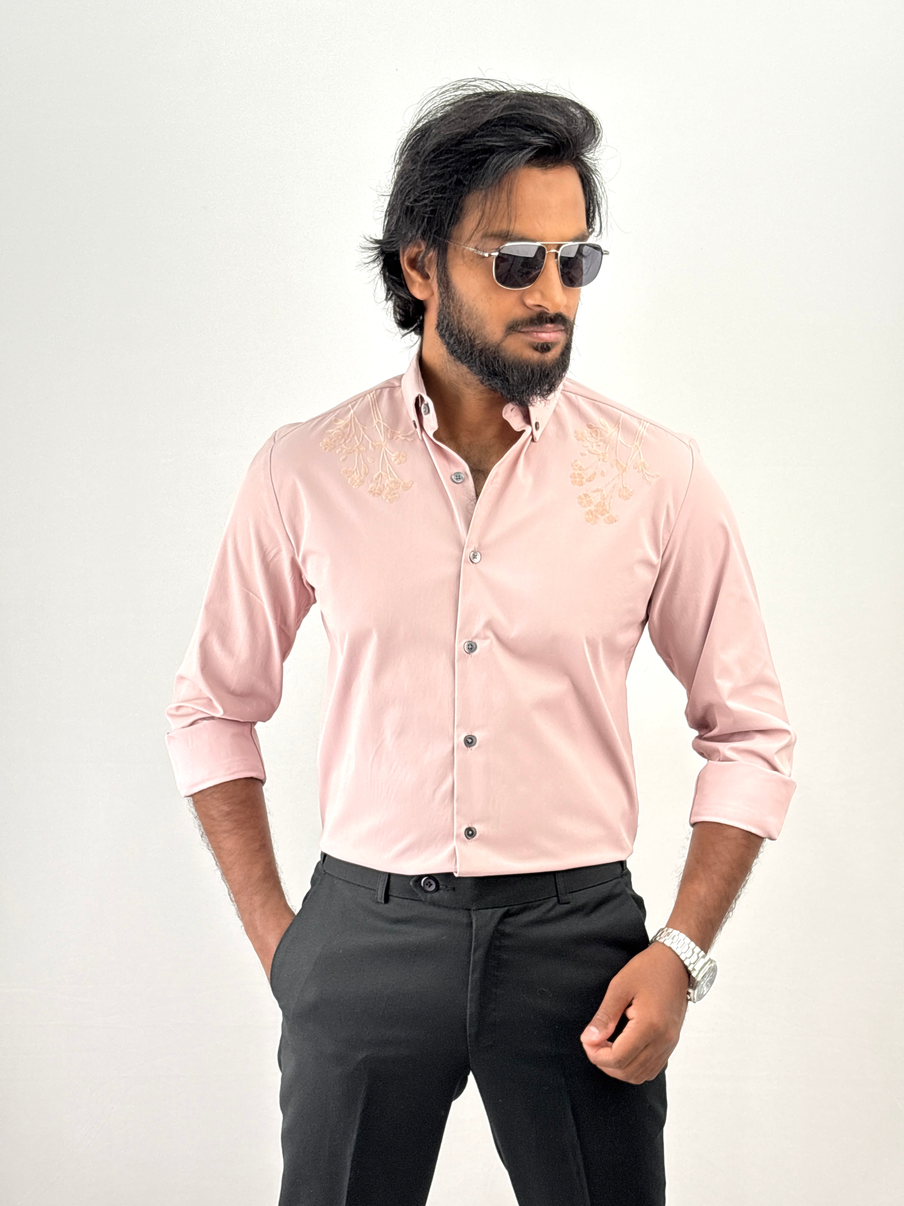 Peach Flock Printed Shirt 4