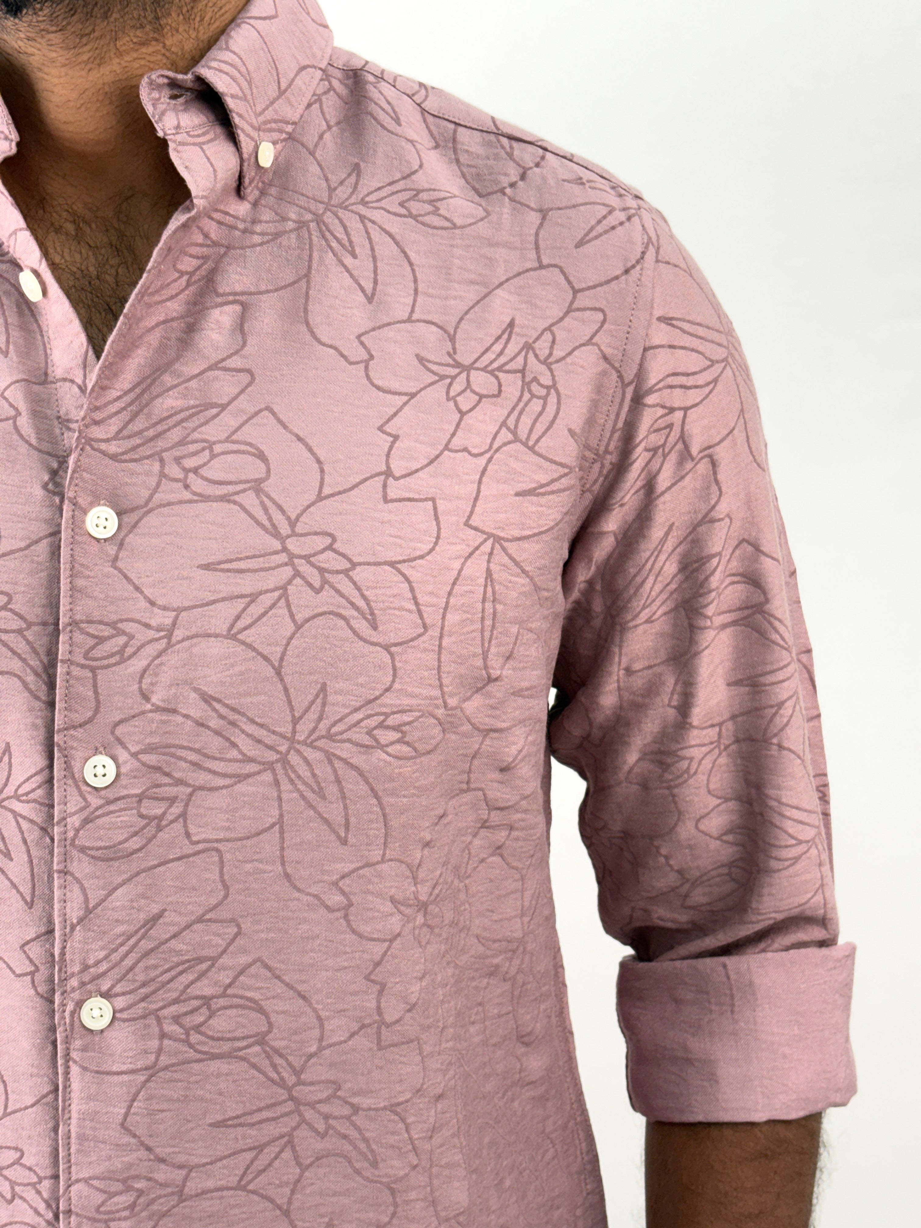 Peach Self Printed Shirt