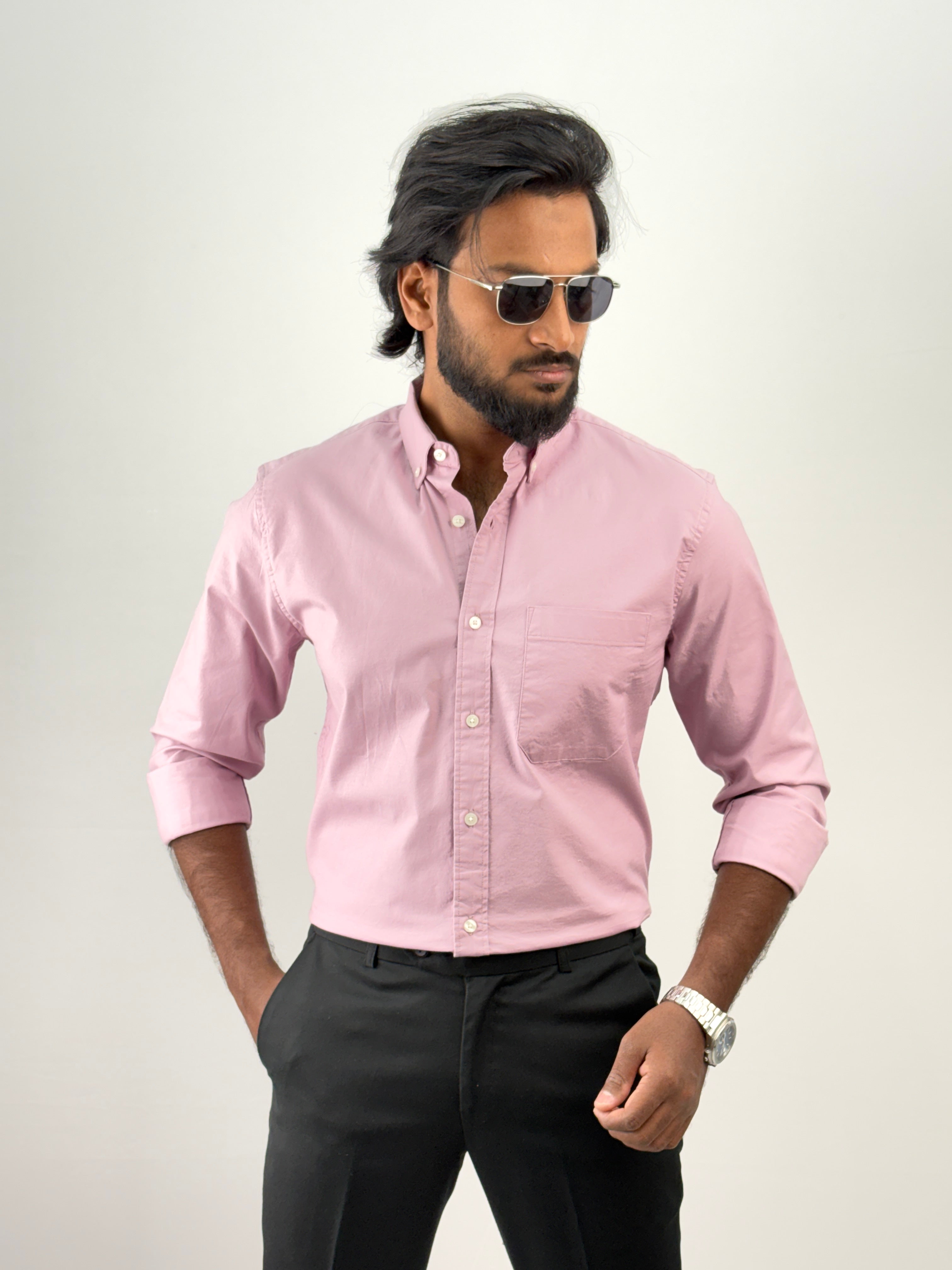 Pink Plain Oxford Shirt 4