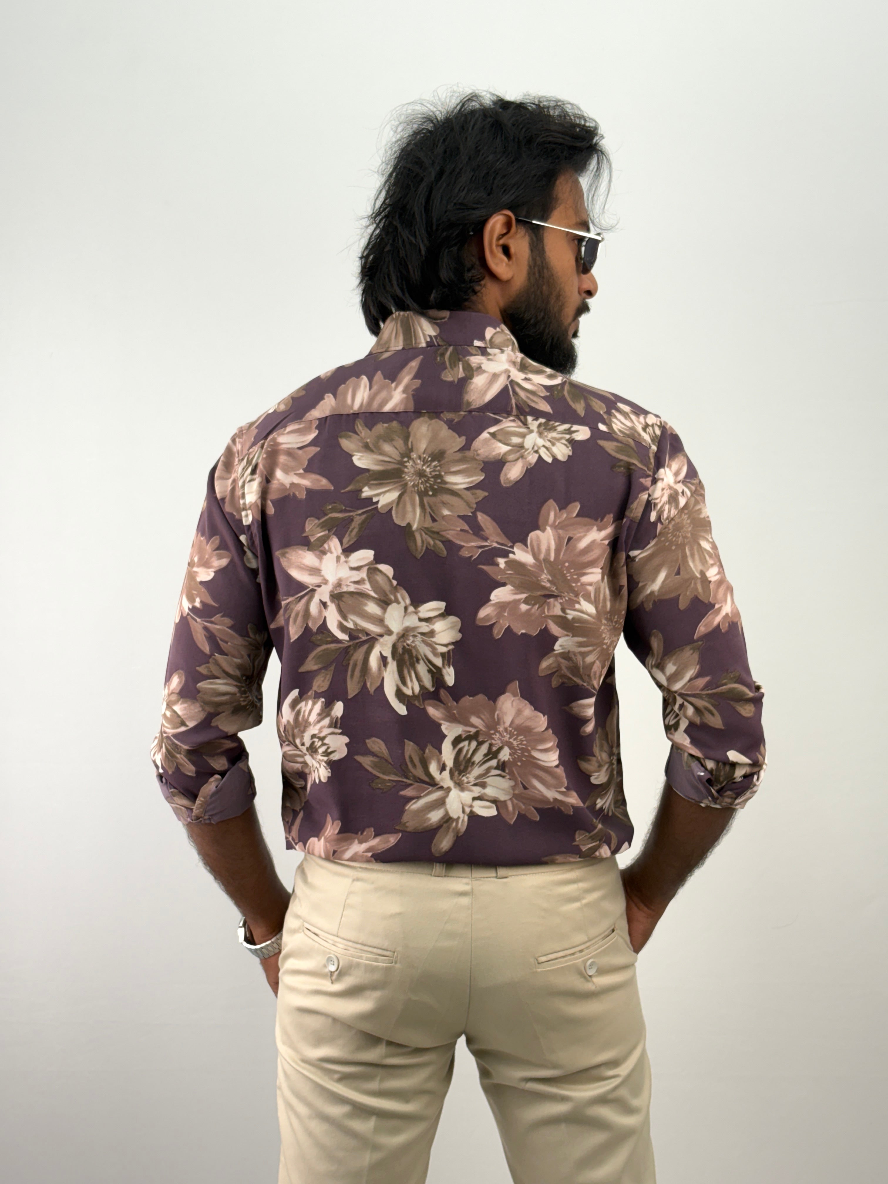 Purple Viscose Printed Shirt