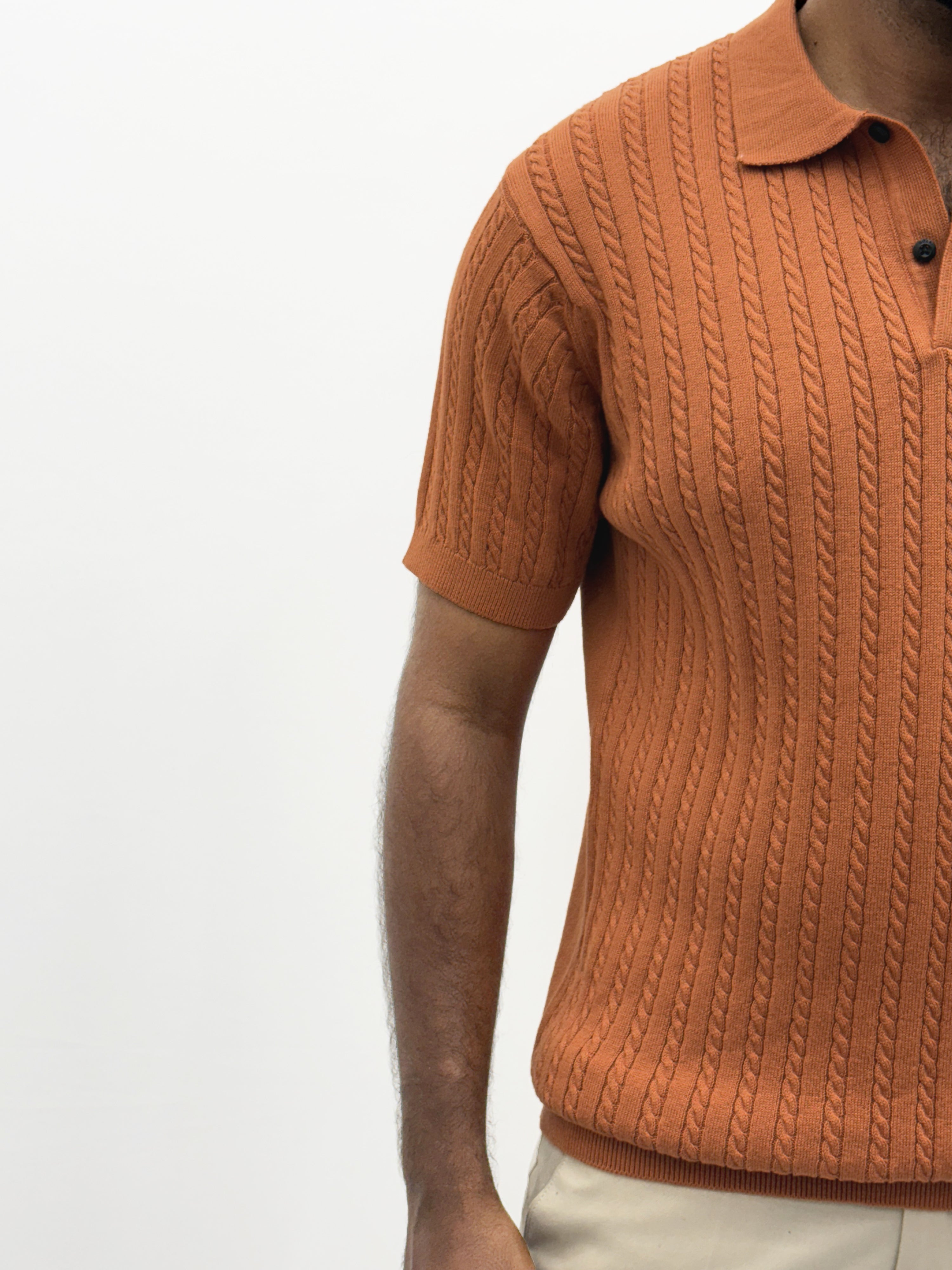 Rust Textured Polo T-Shirt