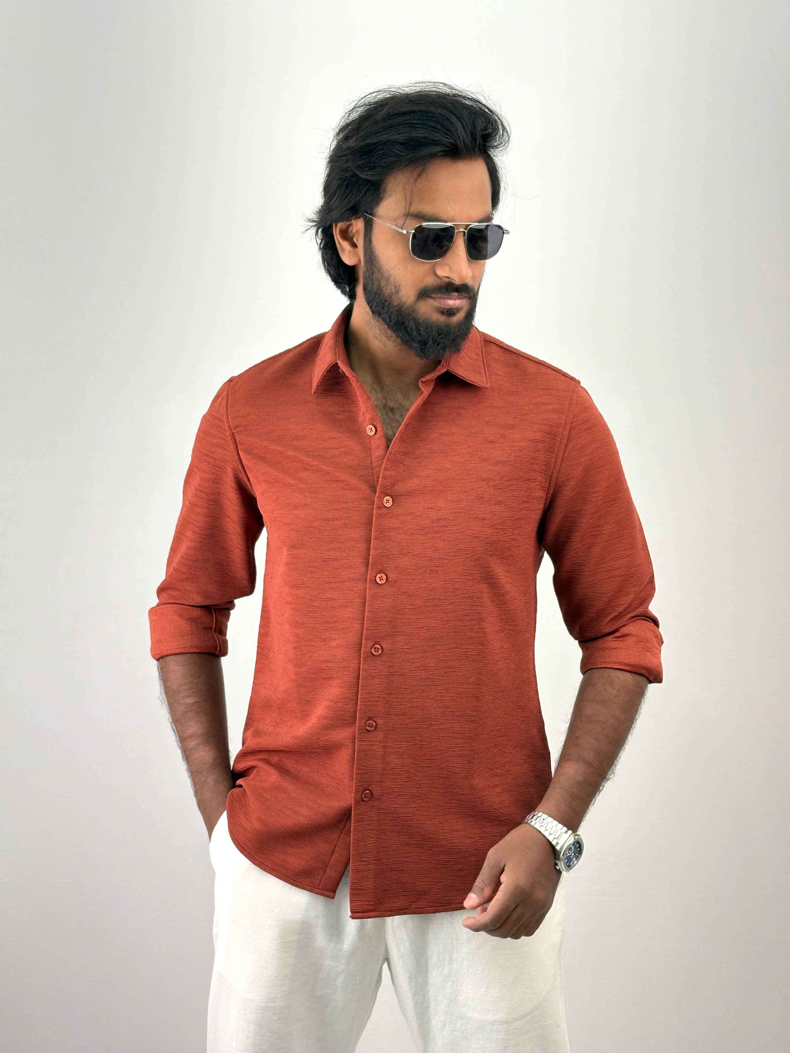 Red Textured Shirt