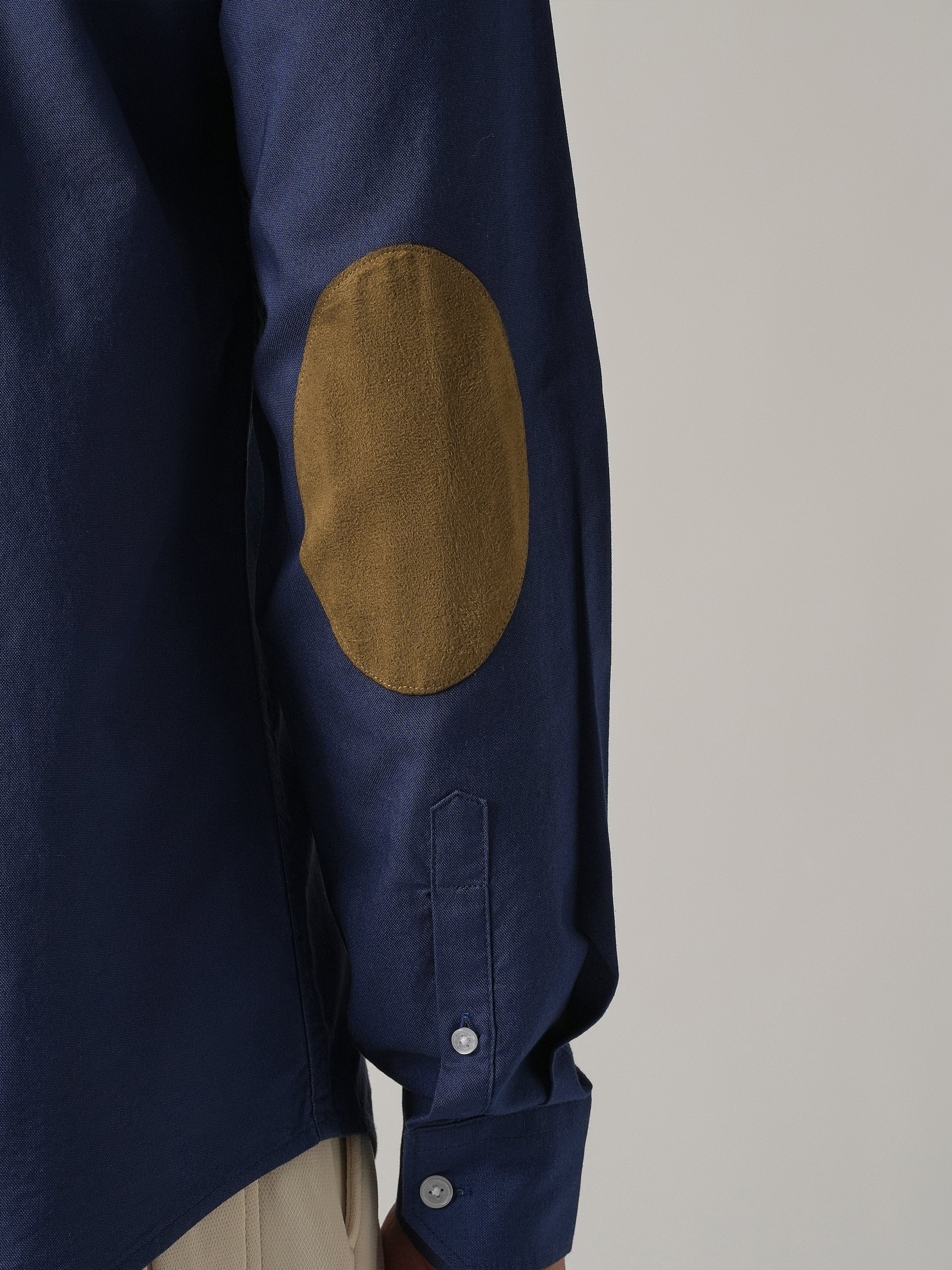 Royal Blue Plain Elbow Patch Shirt