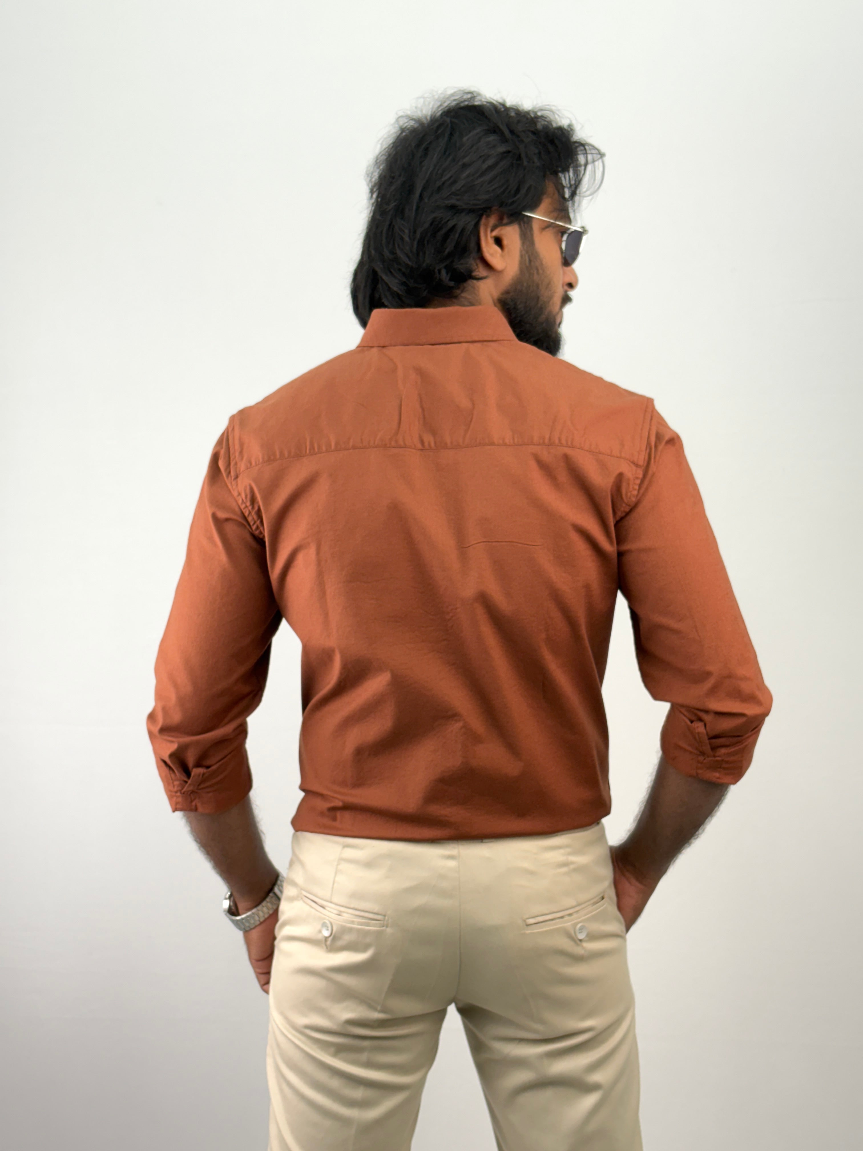 Rust Plain Oxford Shirt 4