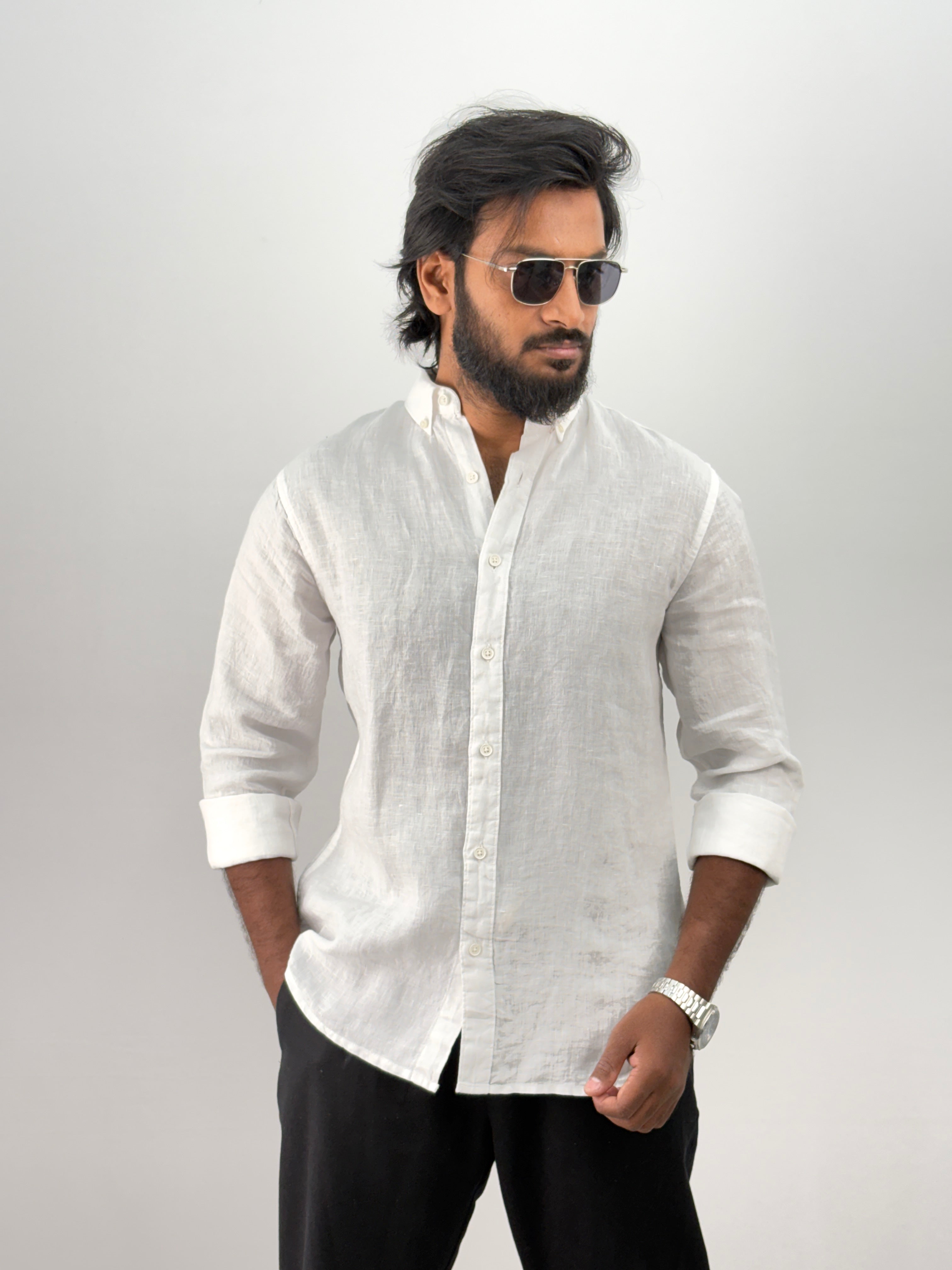 White pure Linen Shirt 2