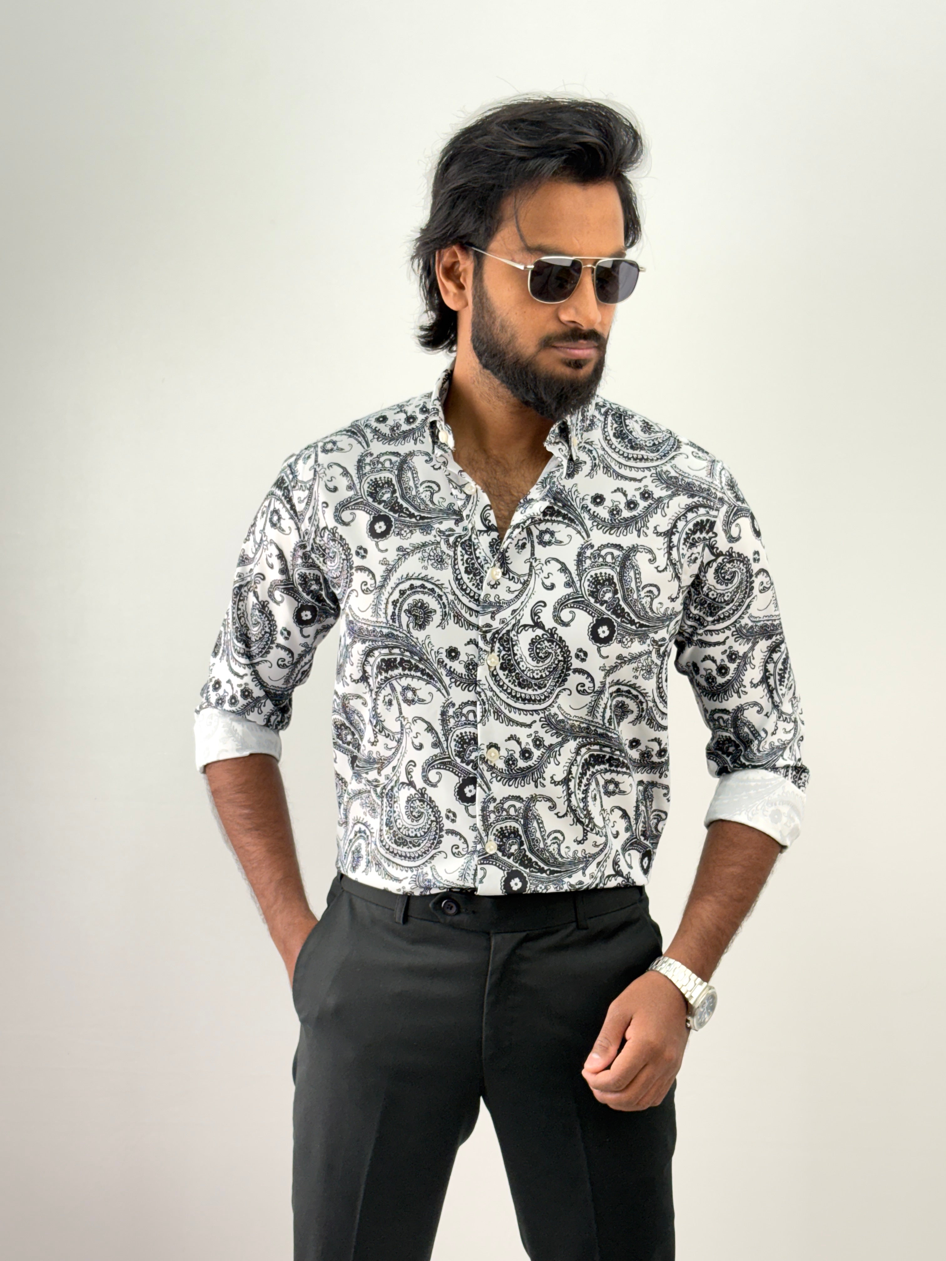 White Viscose Printed Shirt