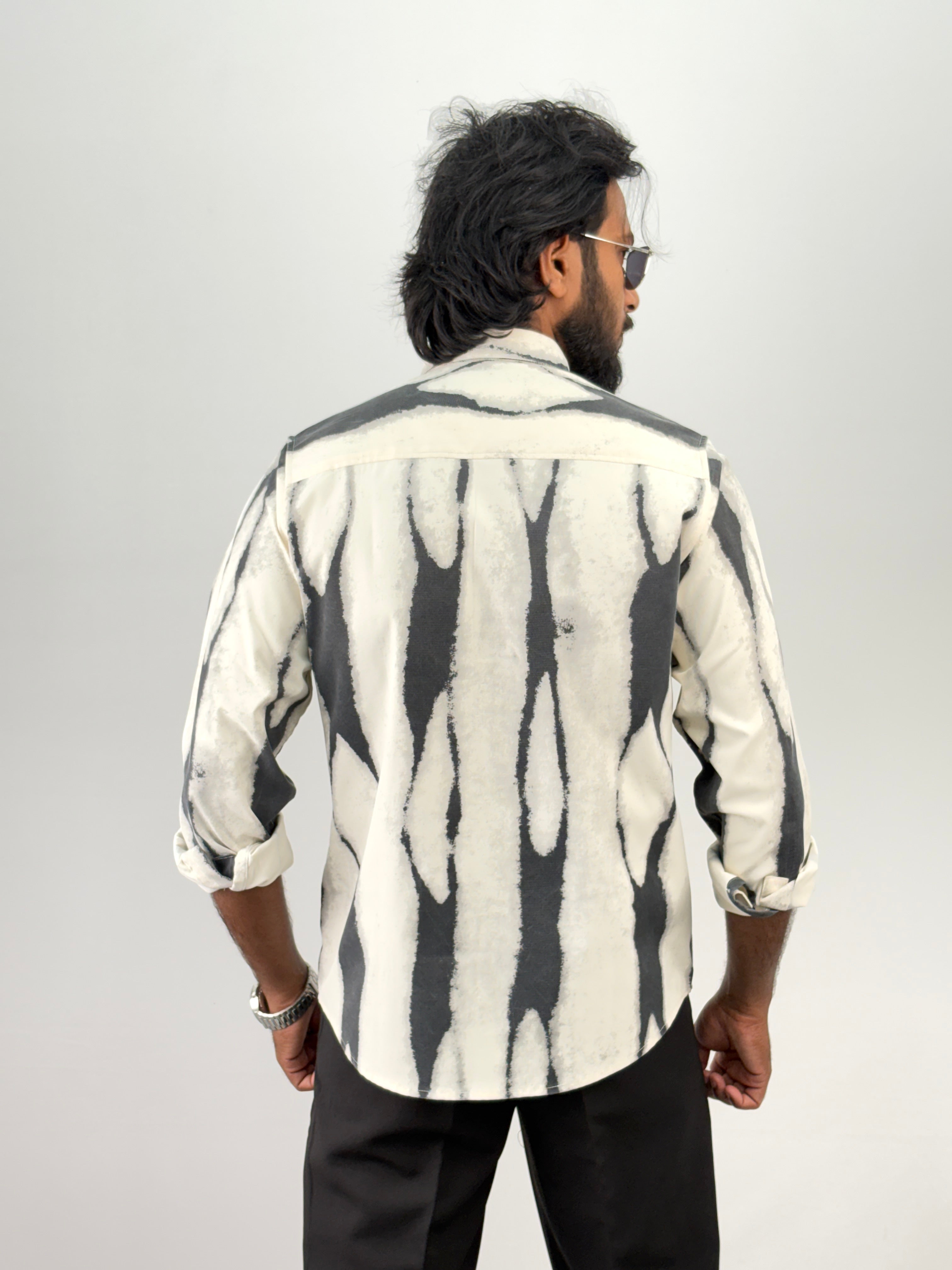White Abstract Printed Shirt