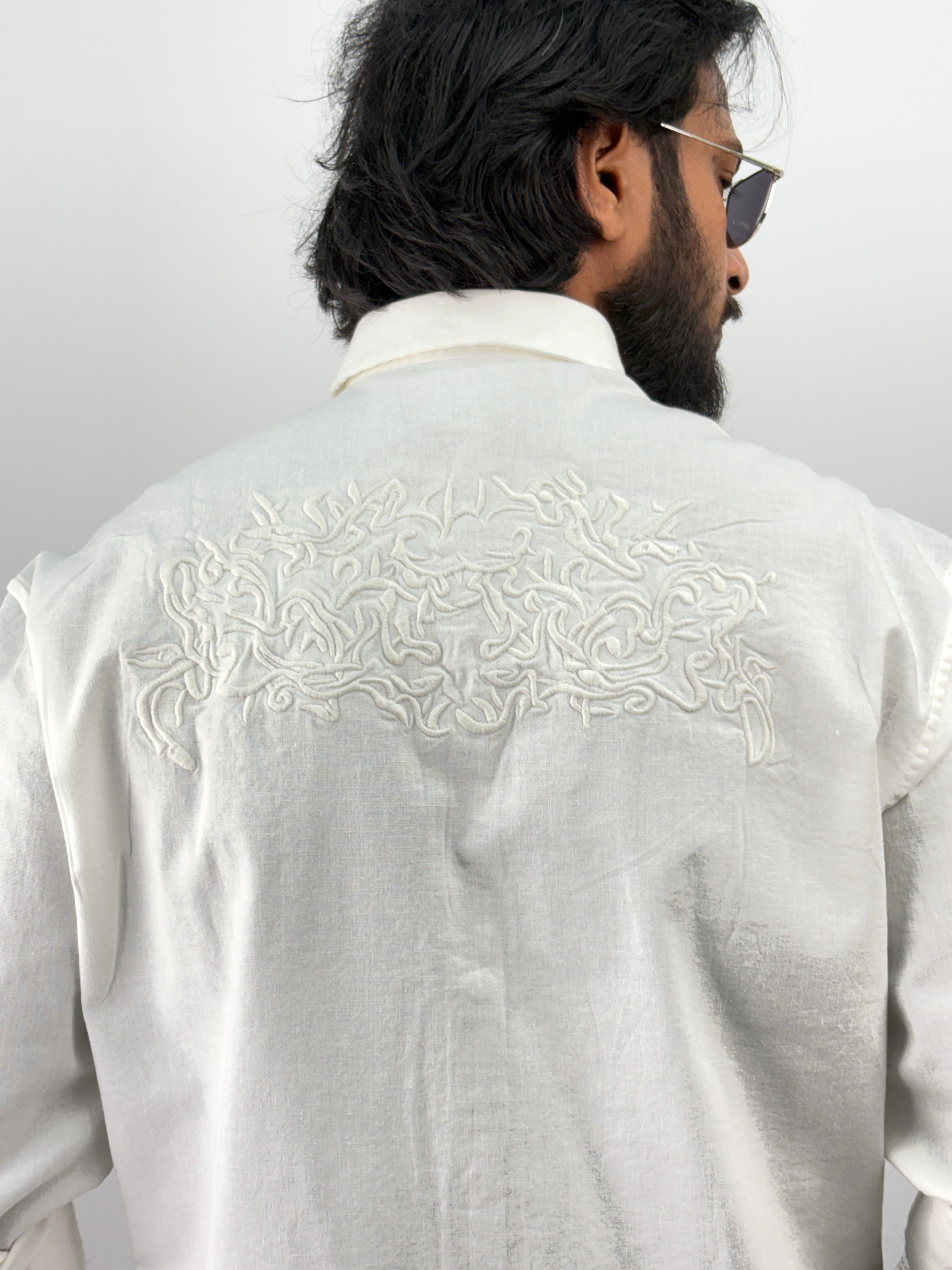 White Back Embroidery Shirt